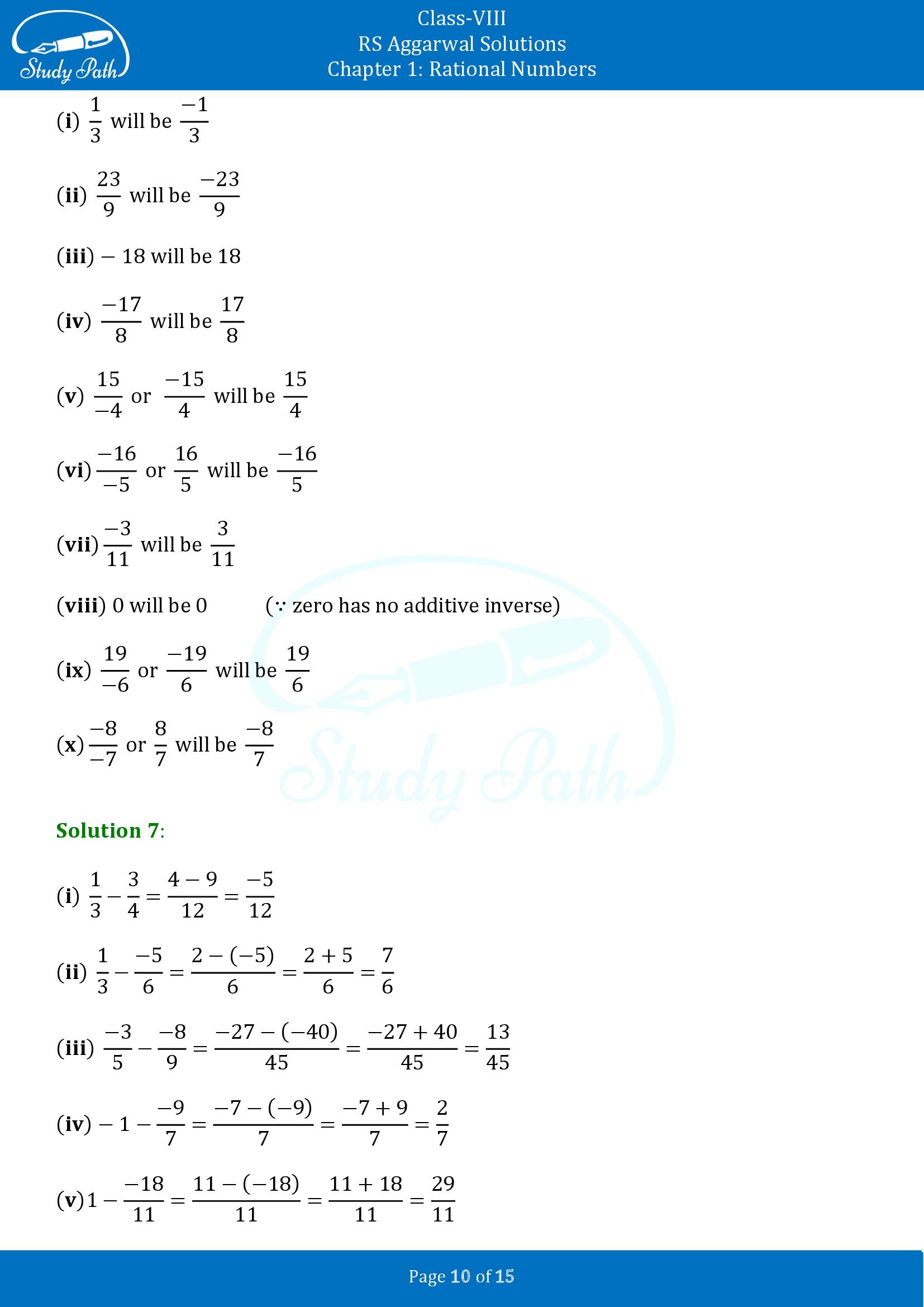 RS Aggarwal Solutions Class 8 Chapter 1 Rational Numbers Exercise 1C 00010