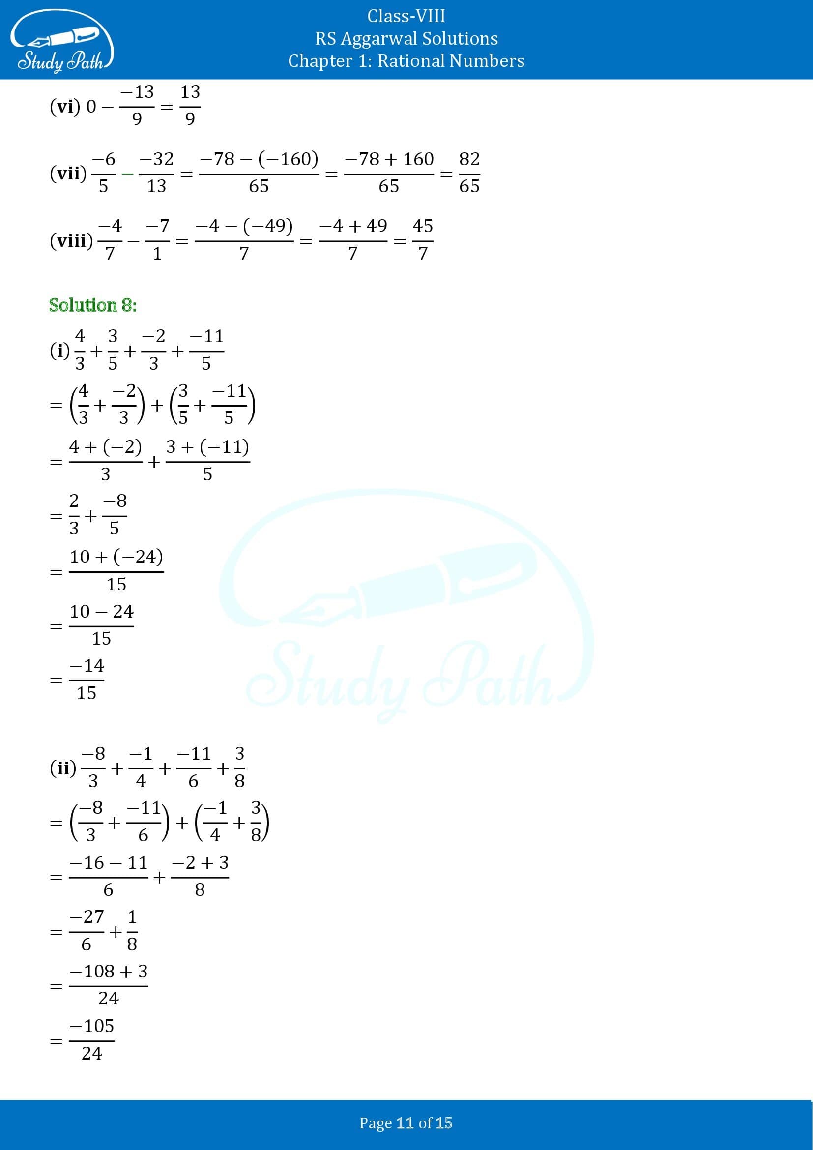 RS Aggarwal Solutions Class 8 Chapter 1 Rational Numbers Exercise 1C 00011