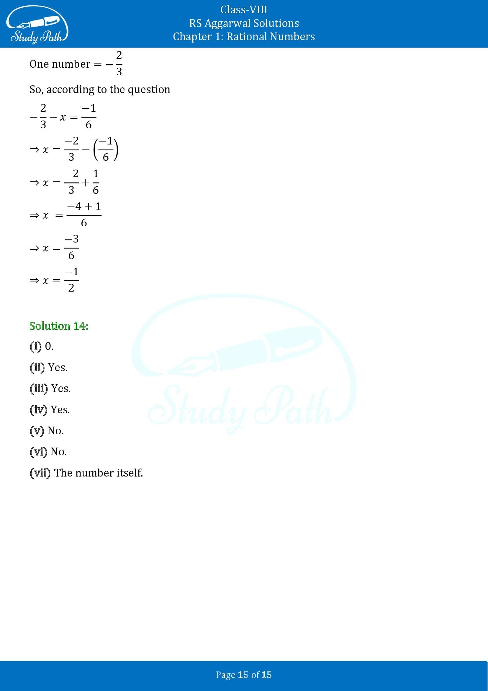 RS Aggarwal Solutions Class 8 Chapter 1 Rational Numbers Exercise 1C 00015