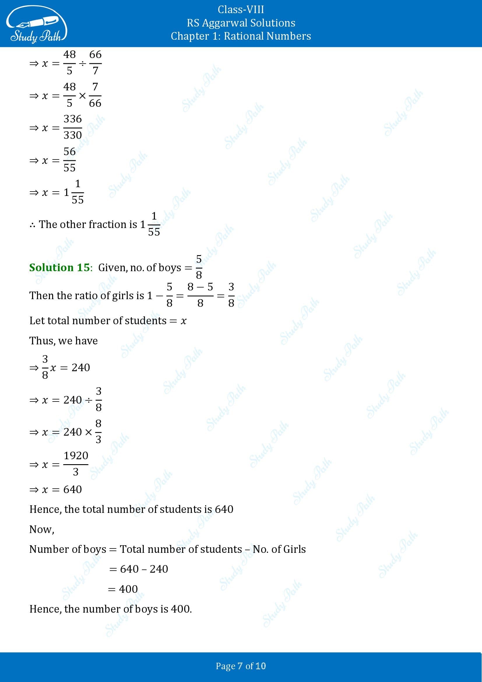 RS Aggarwal Solutions Class 8 Chapter 1 Rational Numbers Exercise 1G 00007