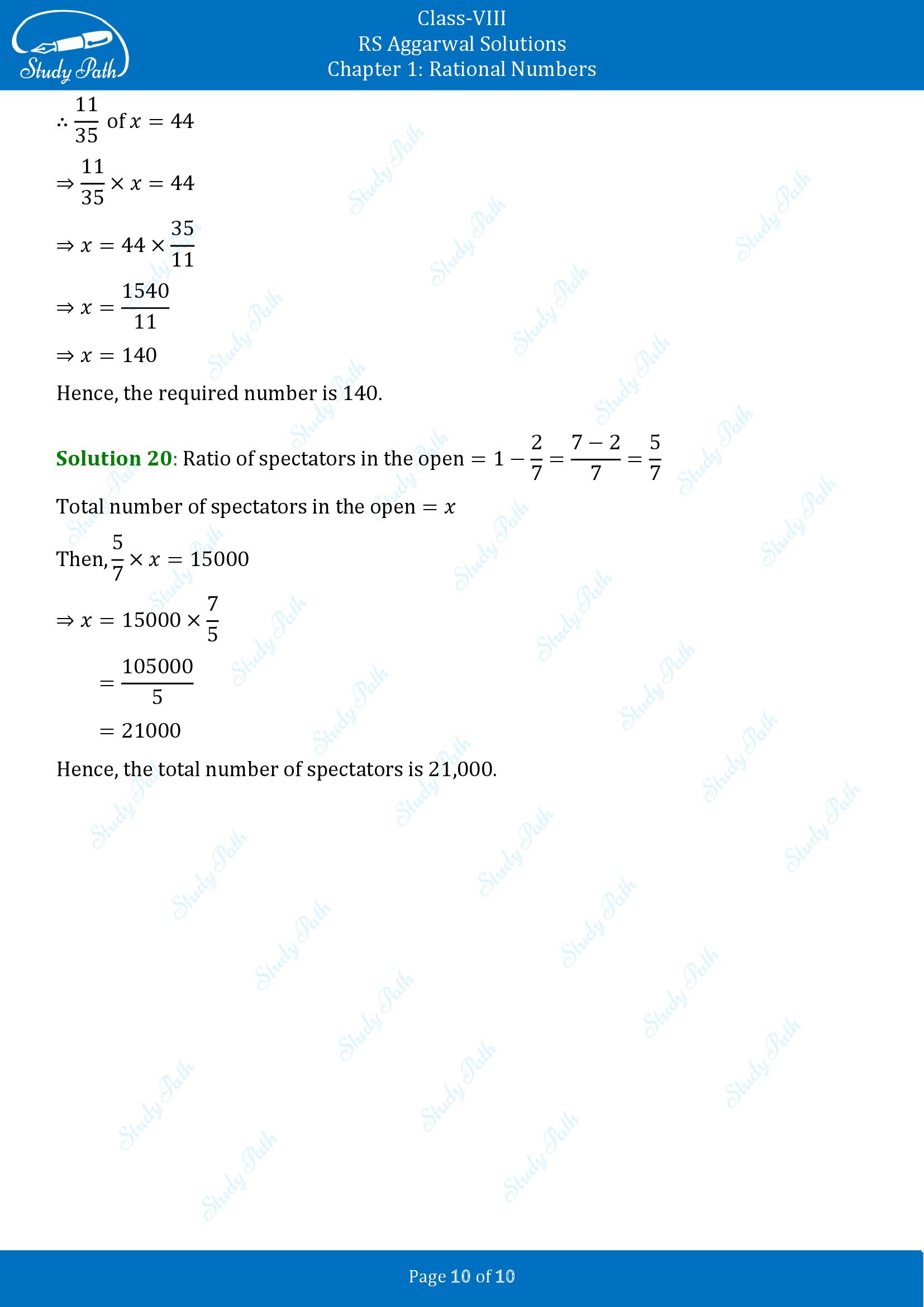 RS Aggarwal Solutions Class 8 Chapter 1 Rational Numbers Exercise 1G 00010