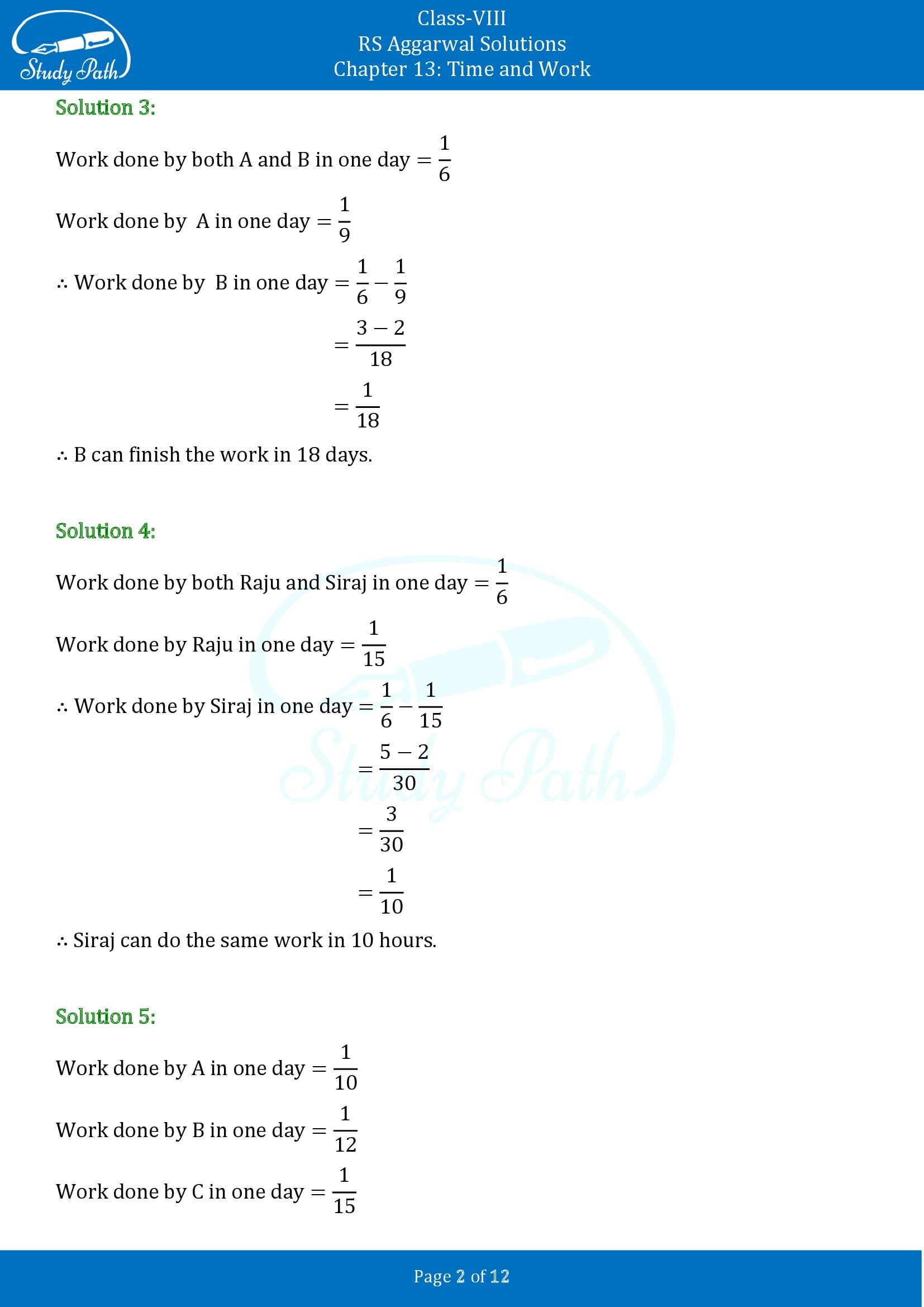 RS Aggarwal Solutions Class 8 Chapter 13 Time and Work Exercise 13A 00002