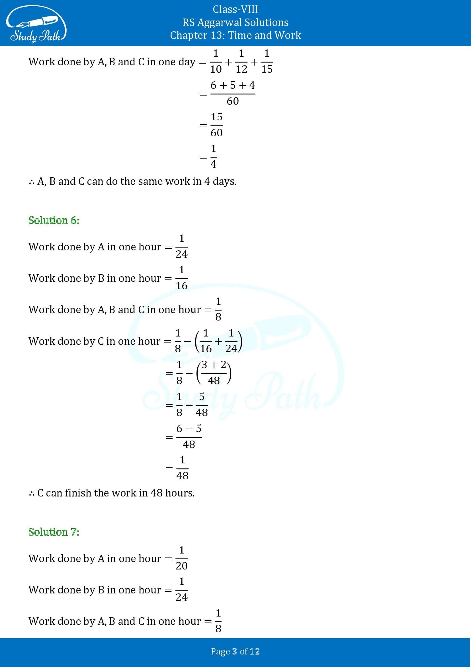 RS Aggarwal Solutions Class 8 Chapter 13 Time and Work Exercise 13A 00003