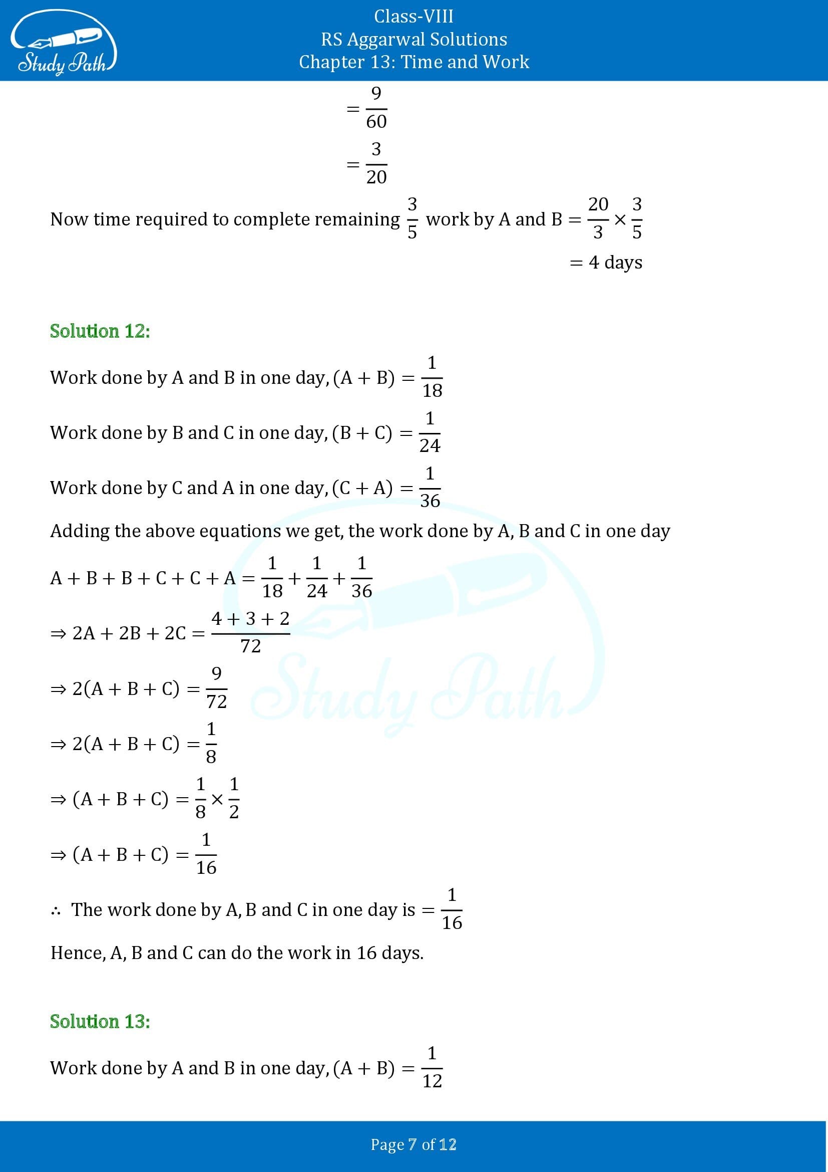 RS Aggarwal Solutions Class 8 Chapter 13 Time and Work Exercise 13A 00007