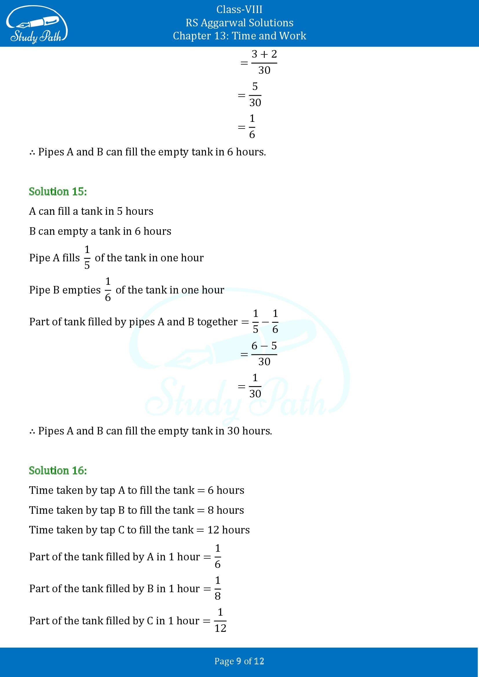 RS Aggarwal Solutions Class 8 Chapter 13 Time and Work Exercise 13A 00009