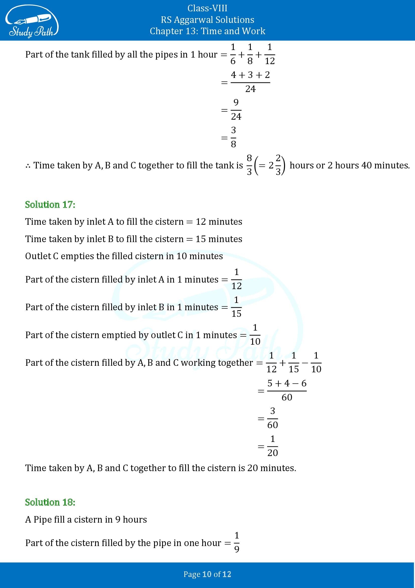 RS Aggarwal Solutions Class 8 Chapter 13 Time and Work Exercise 13A 00010