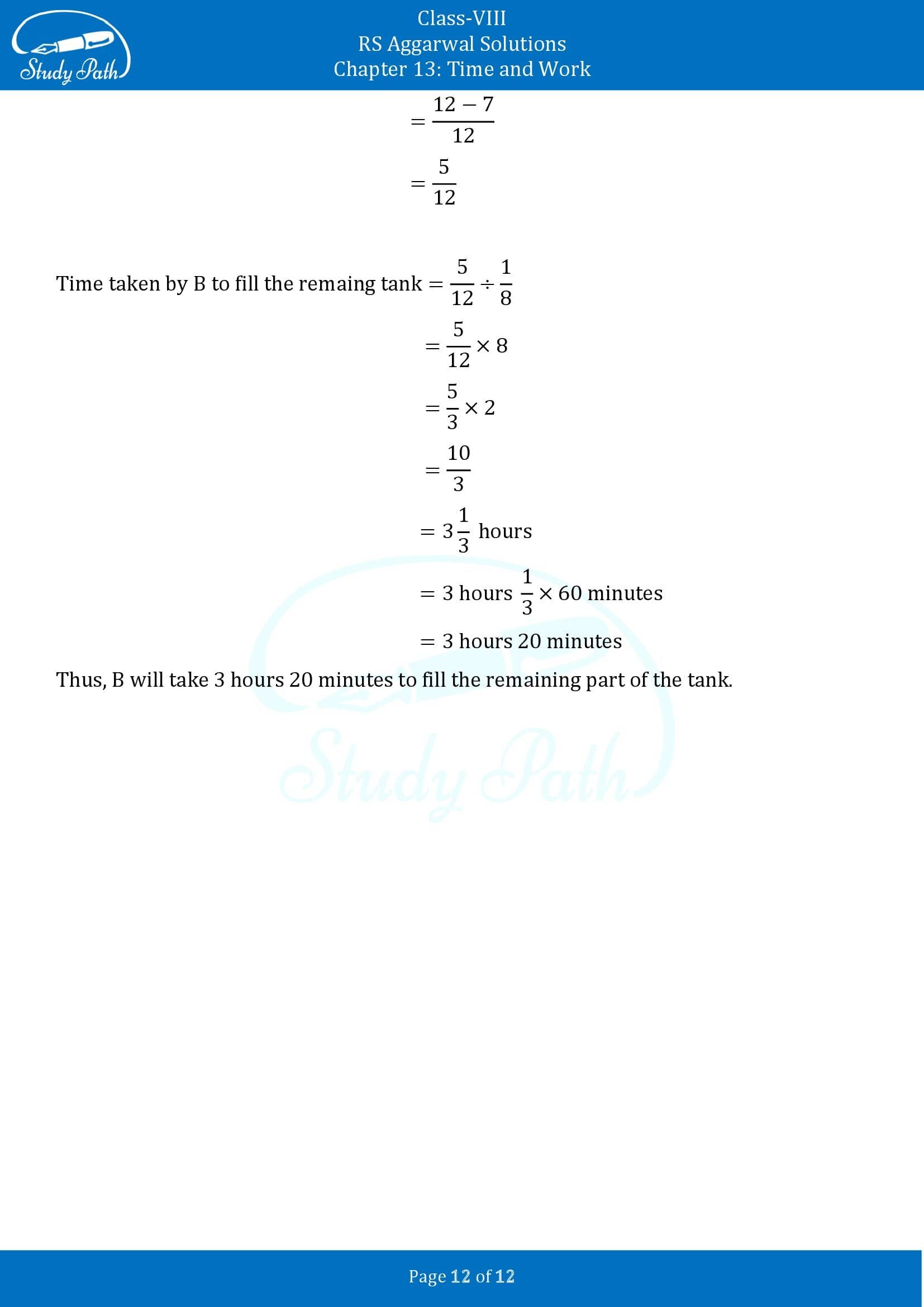 RS Aggarwal Solutions Class 8 Chapter 13 Time and Work Exercise 13A 00012