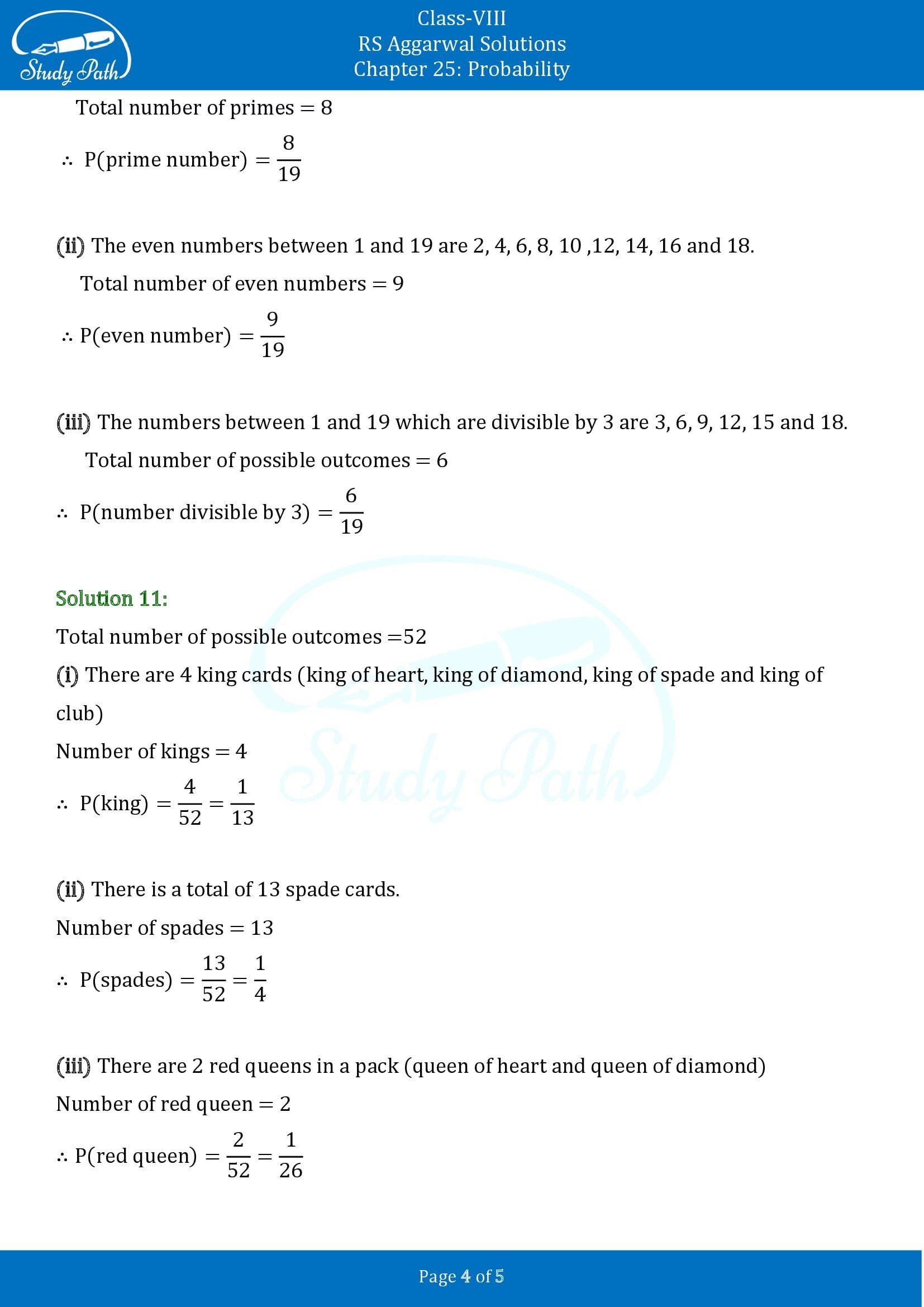 RS Aggarwal Solutions Class 8 Chapter 25 Probability Exercise 25A 00004