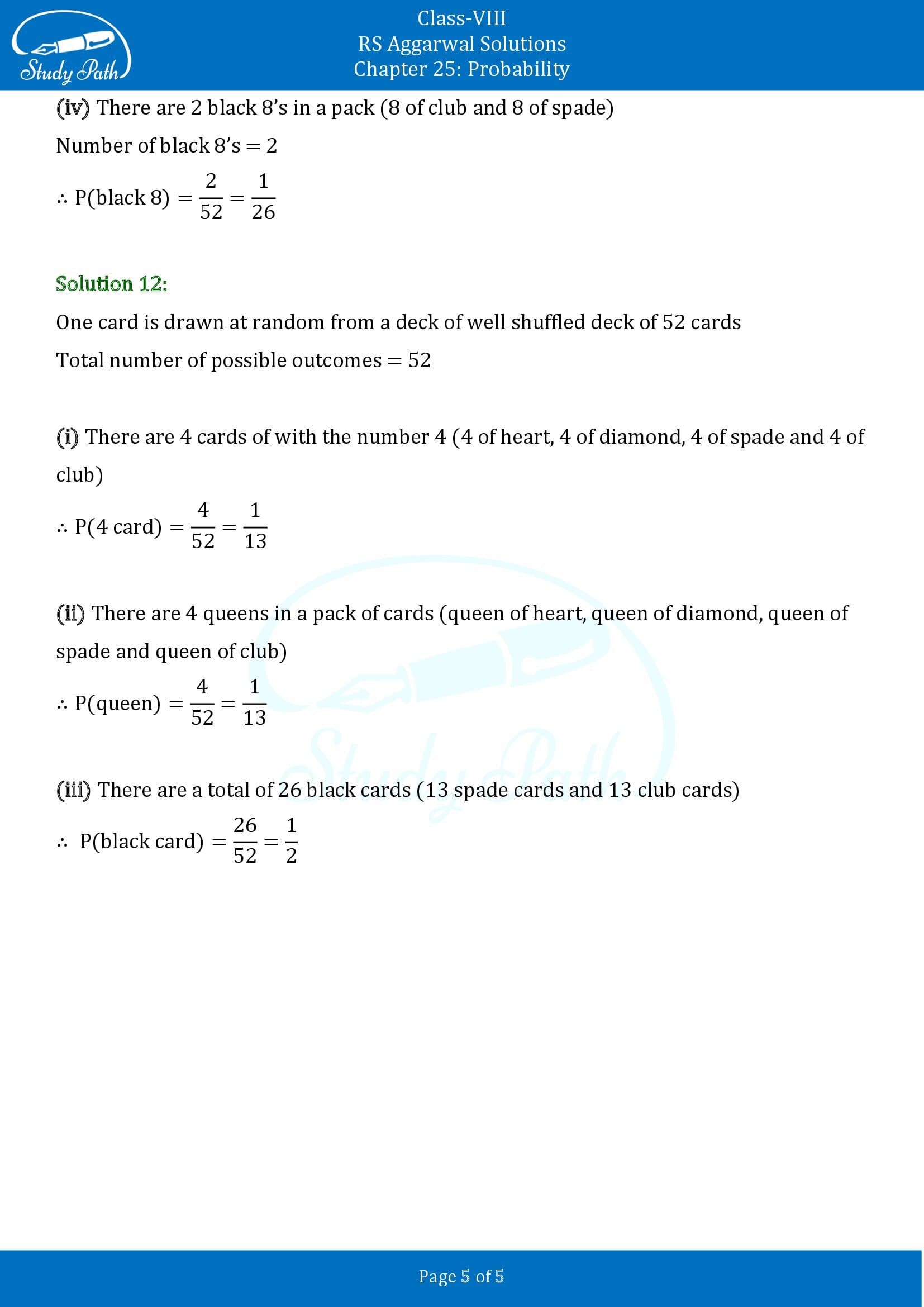 RS Aggarwal Solutions Class 8 Chapter 25 Probability Exercise 25A 00005