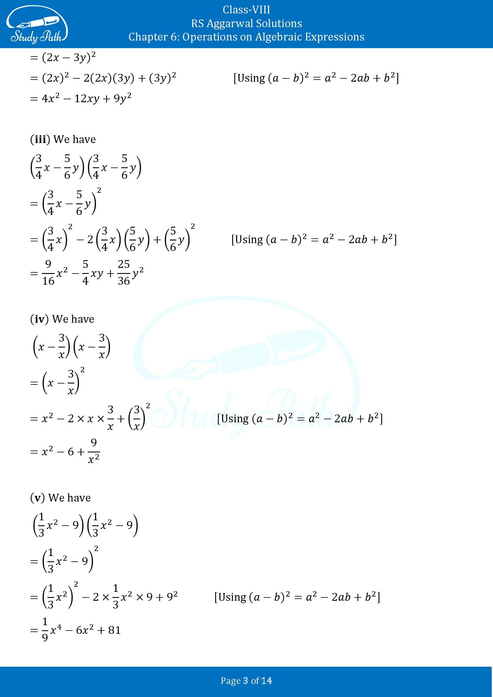 RS Aggarwal Solutions Class 8 Chapter 6 Operations on Algebraic Expressions Exercise 6D 00003