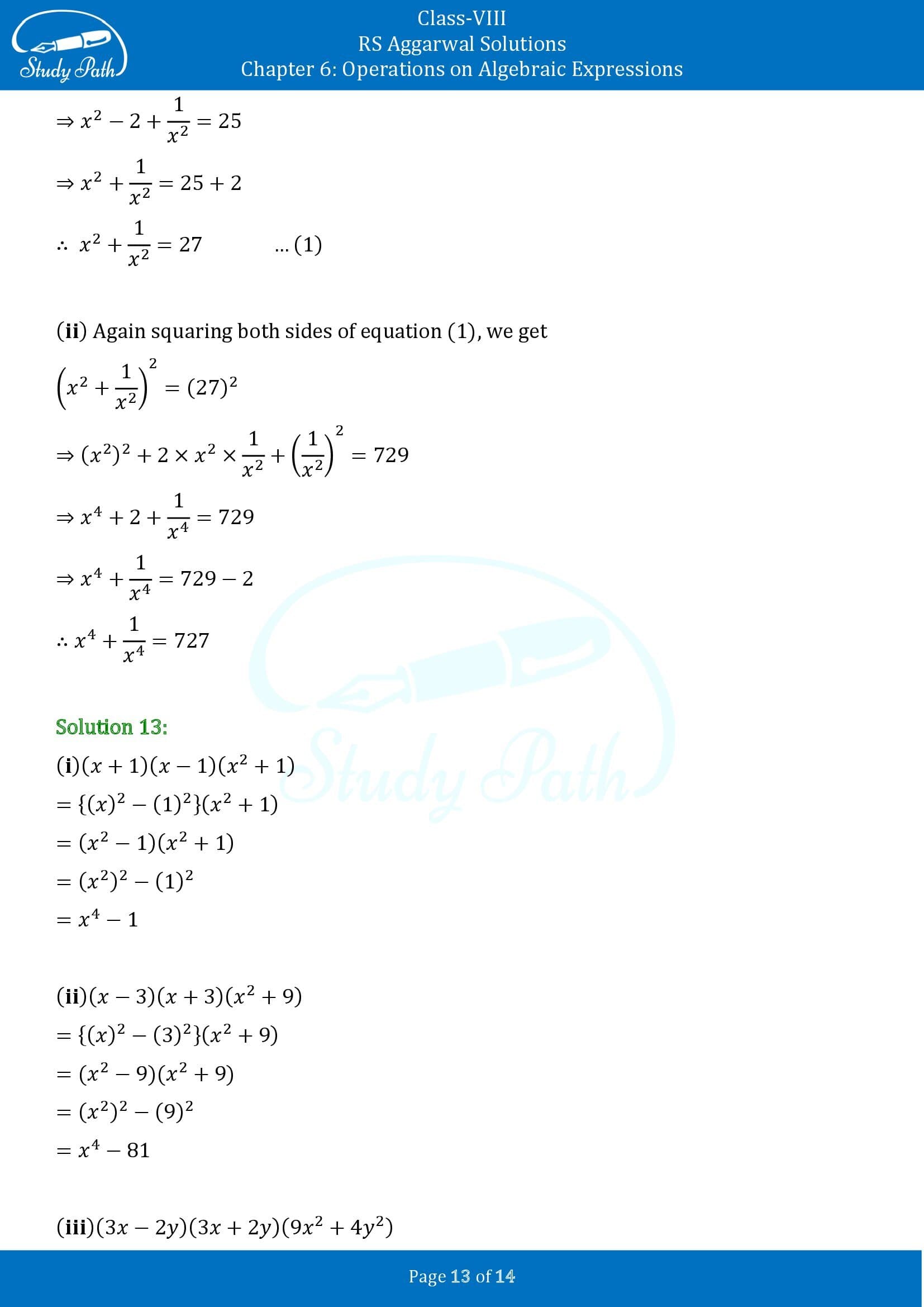 RS Aggarwal Solutions Class 8 Chapter 6 Operations on Algebraic Expressions Exercise 6D 00013