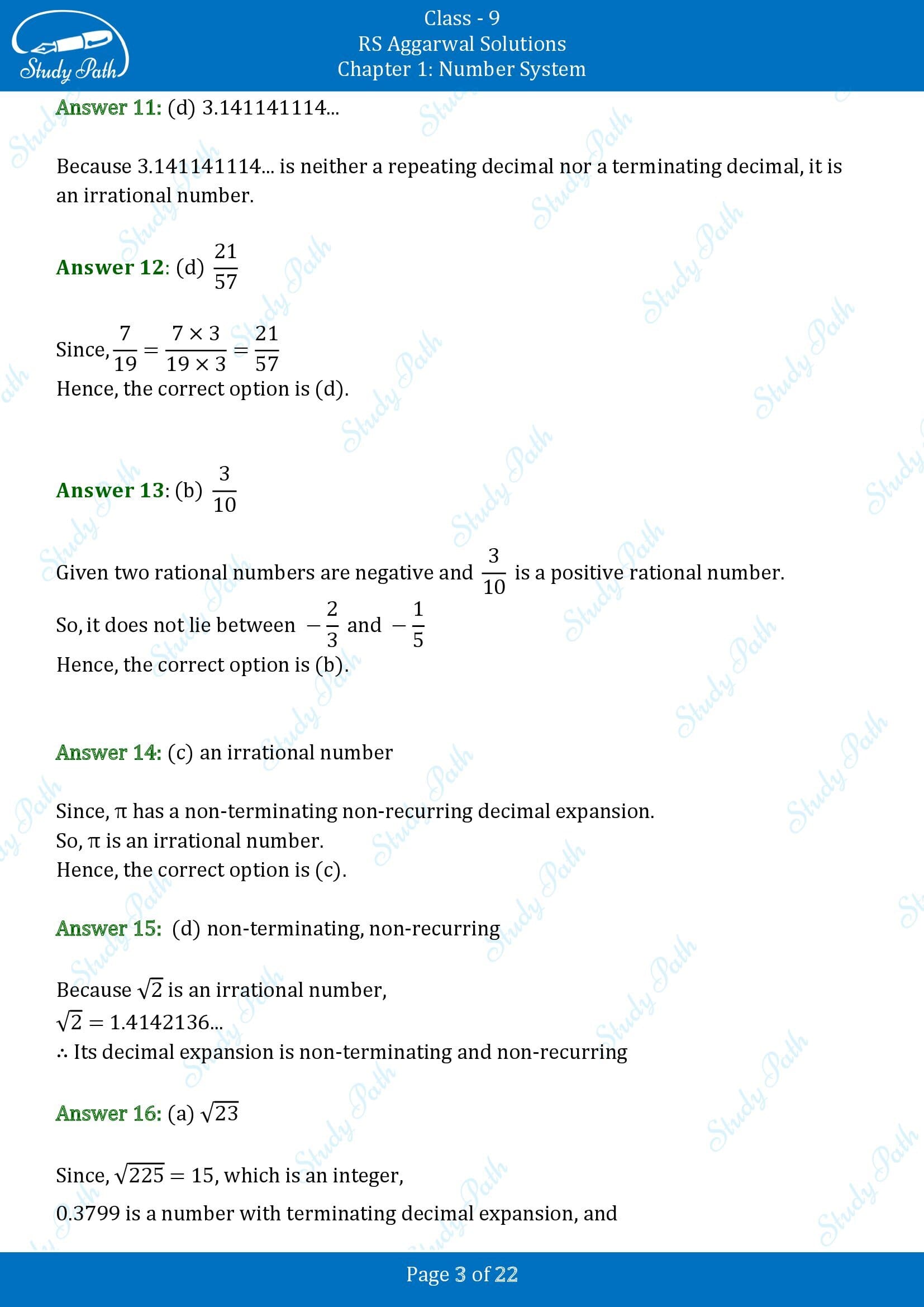 RS Aggarwal Solutions Class 9 Chapter 1 Number System Multiple Choice Questions MCQs 00003