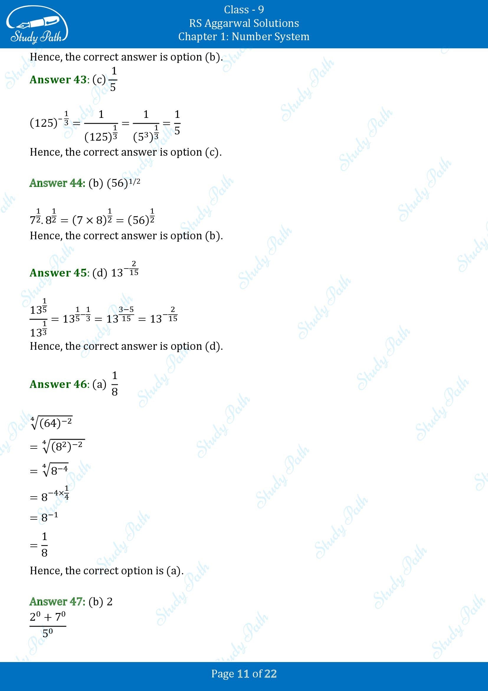 RS Aggarwal Solutions Class 9 Chapter 1 Number System Multiple Choice Questions MCQs 00011