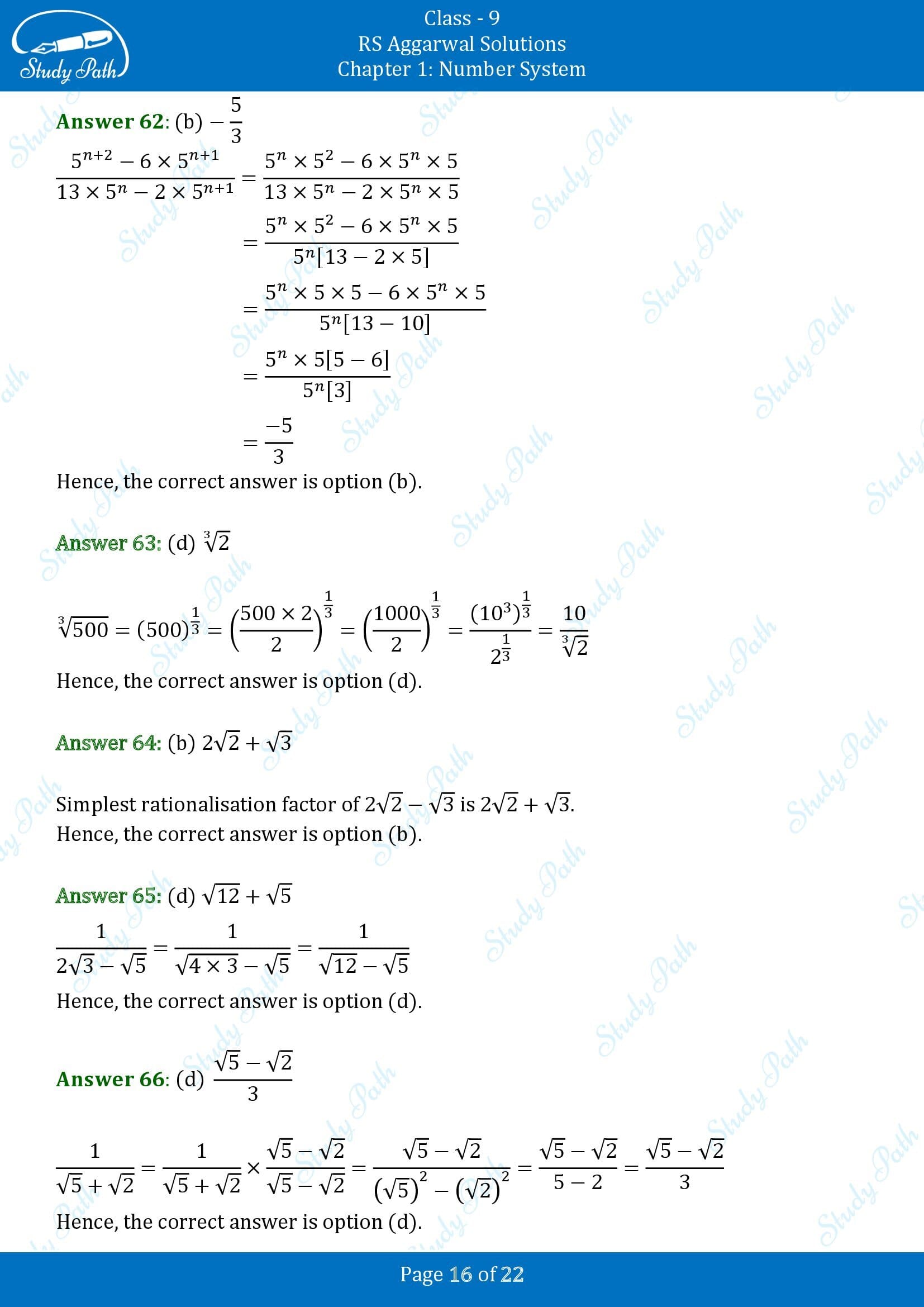 RS Aggarwal Solutions Class 9 Chapter 1 Number System Multiple Choice Questions MCQs 00016