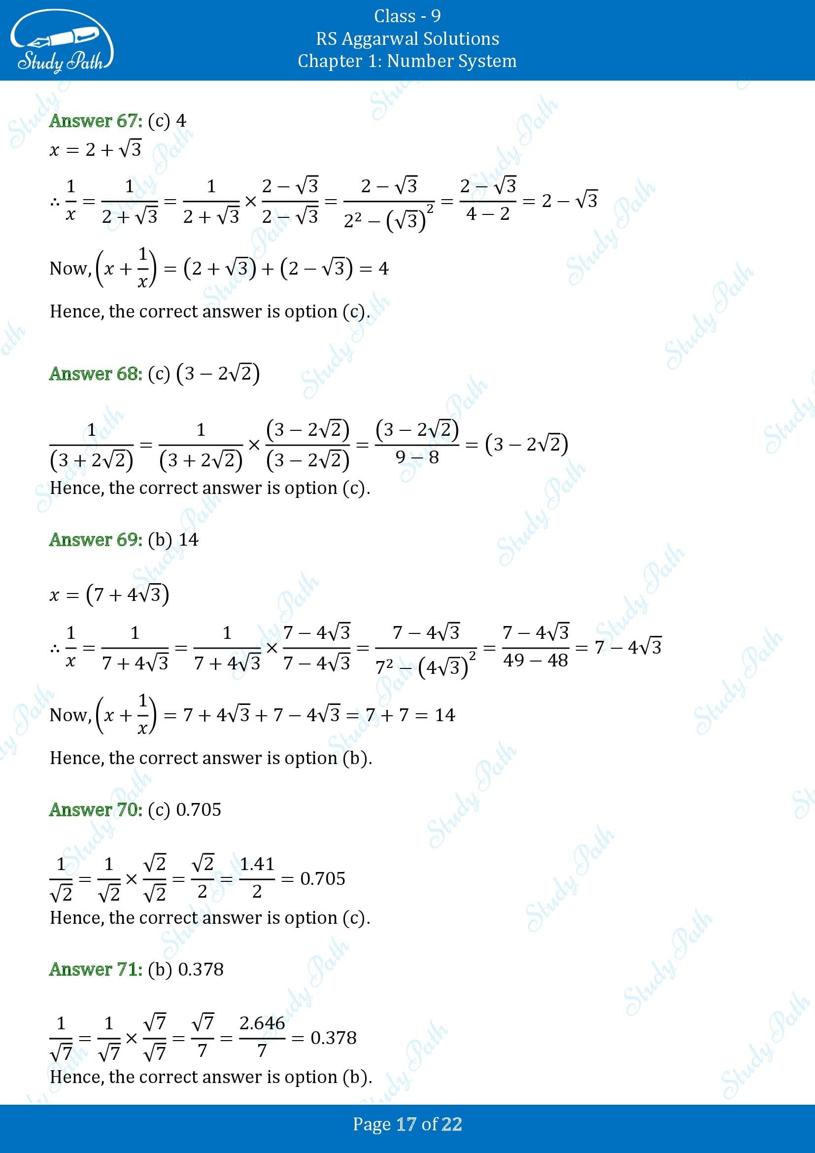 RS Aggarwal Solutions Class 9 Chapter 1 Number System Multiple Choice Questions MCQs 00017