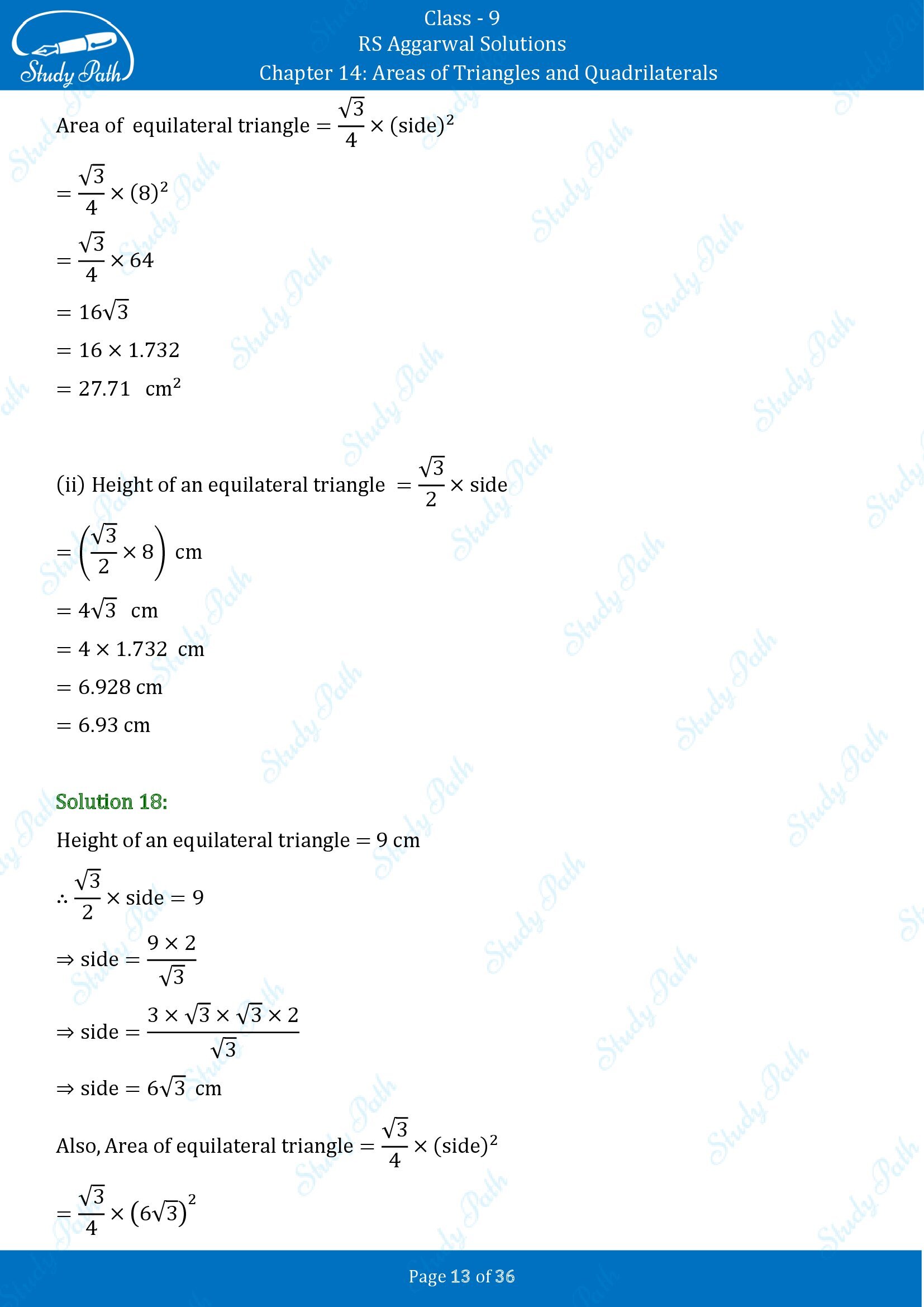 RS Aggarwal Solutions Class 9 Chapter 14 Areas of Triangles and Quadrilaterals Exercise 14 00013