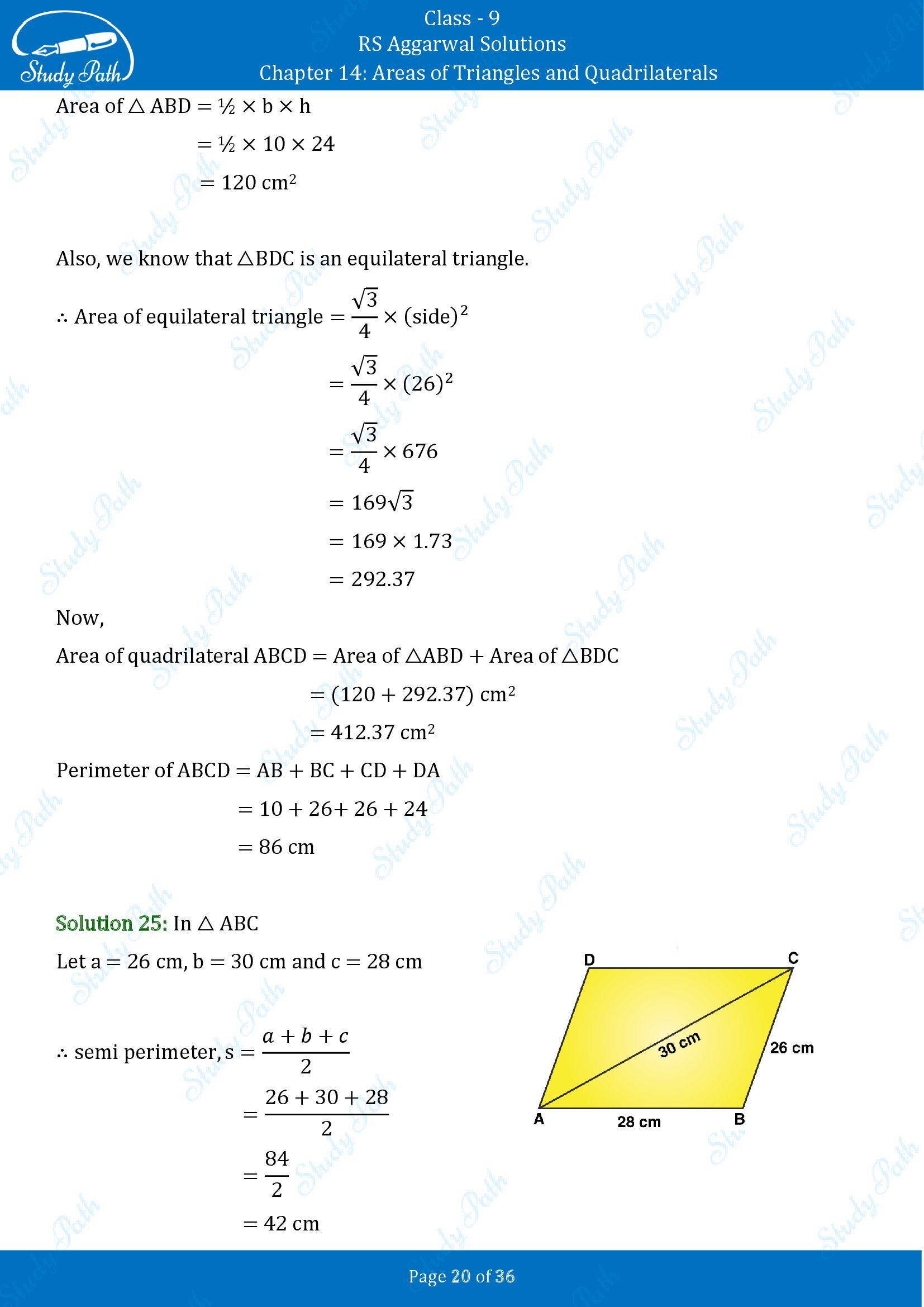 RS Aggarwal Solutions Class 9 Chapter 14 Areas of Triangles and Quadrilaterals Exercise 14 00020