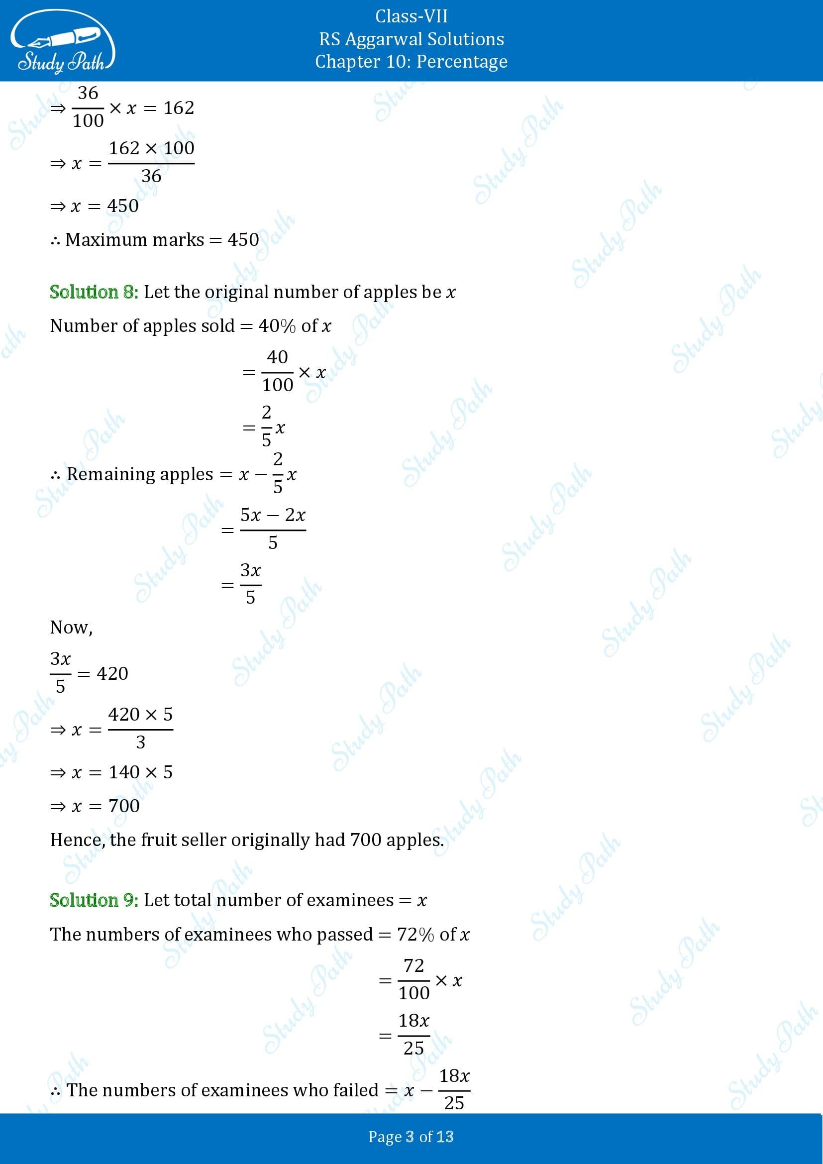 RS Aggarwal Solutions Class 7 Chapter 10 Percentage Exercise 10B 00003