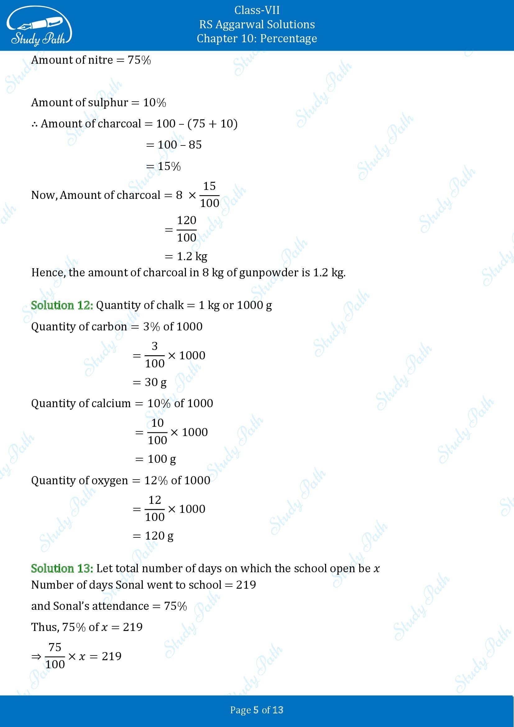 RS Aggarwal Solutions Class 7 Chapter 10 Percentage Exercise 10B 00005