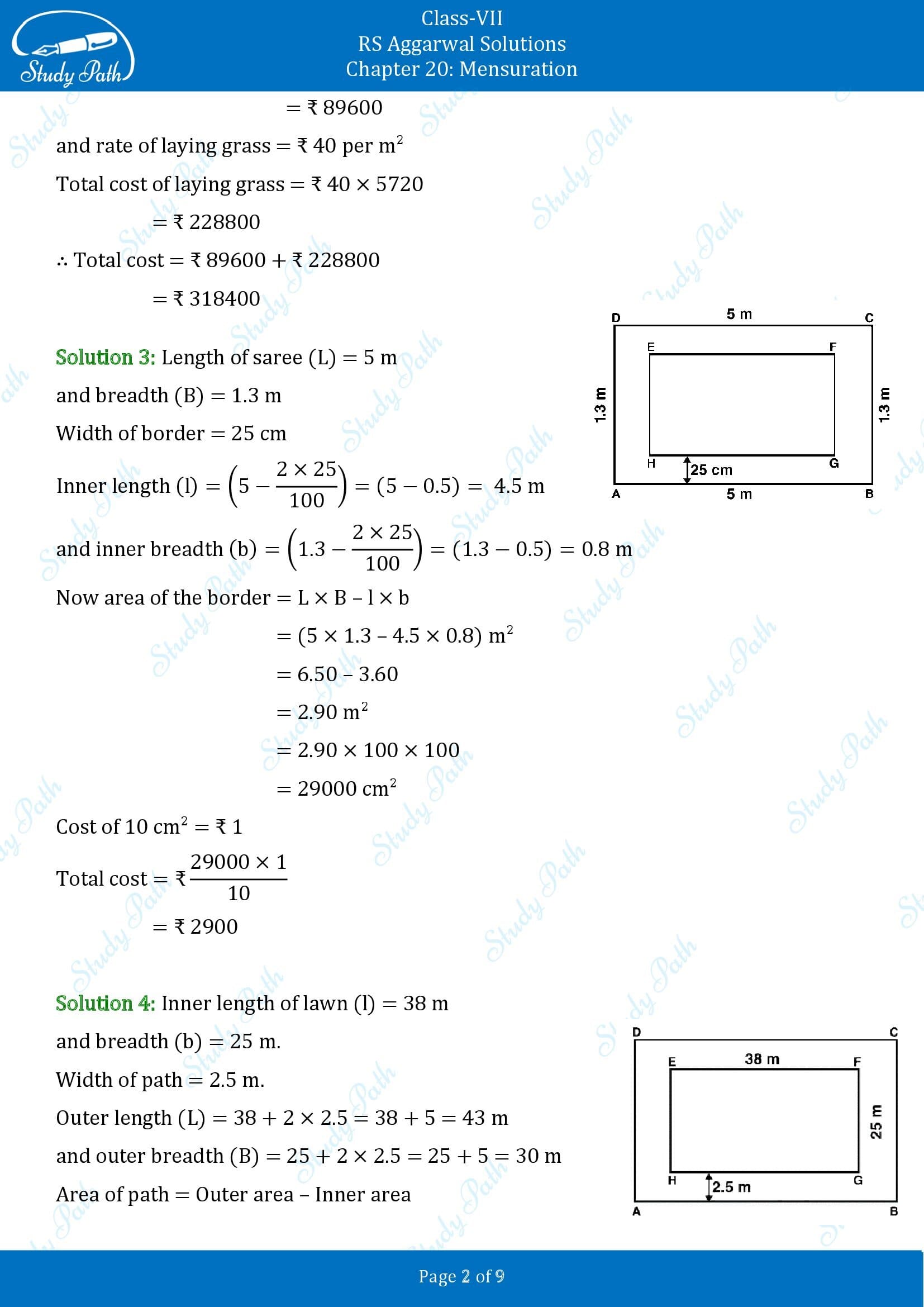 RS Aggarwal Solutions Class 7 Chapter 20 Mensuration Exercise 20B 00002