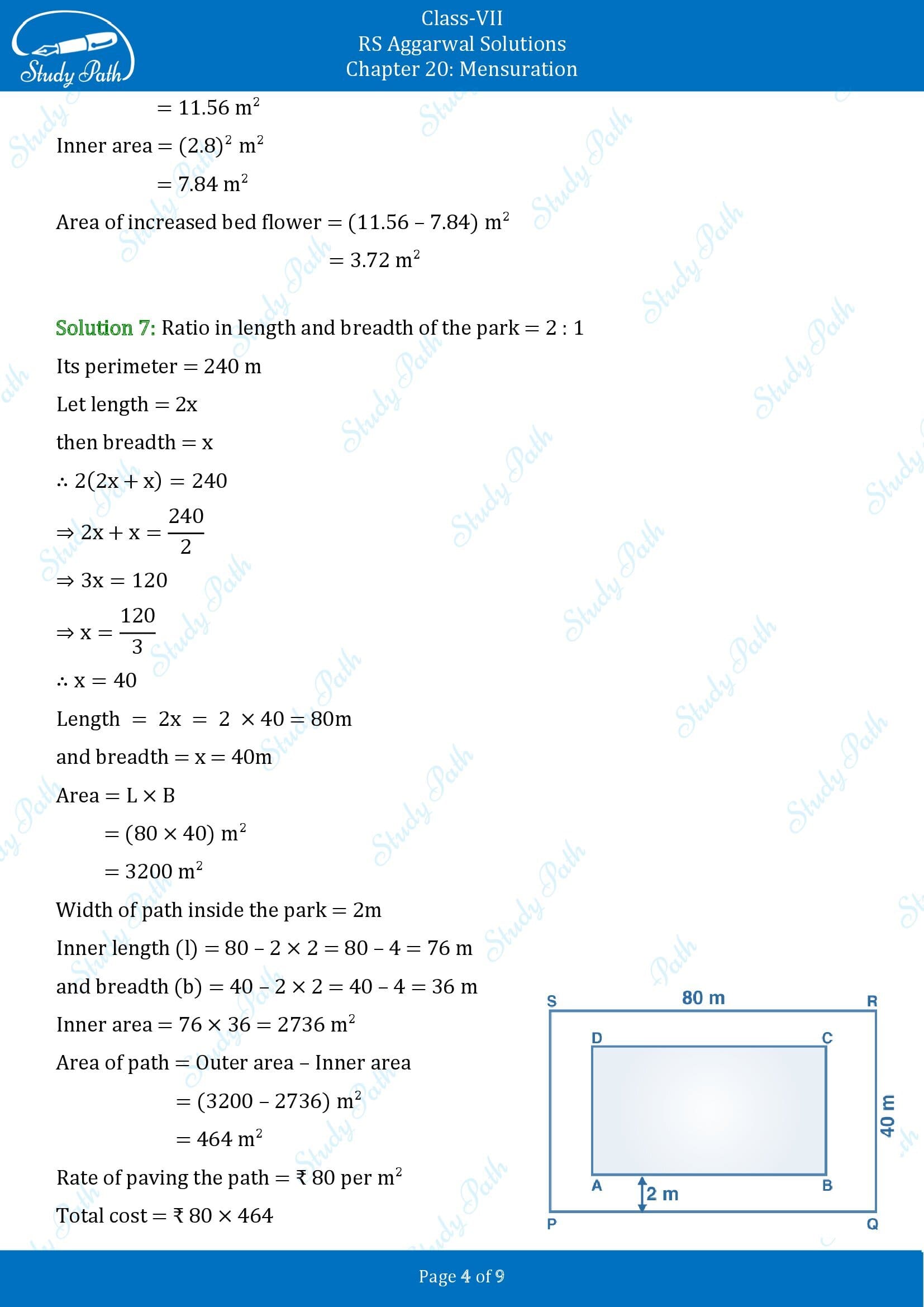 RS Aggarwal Solutions Class 7 Chapter 20 Mensuration Exercise 20B 00004