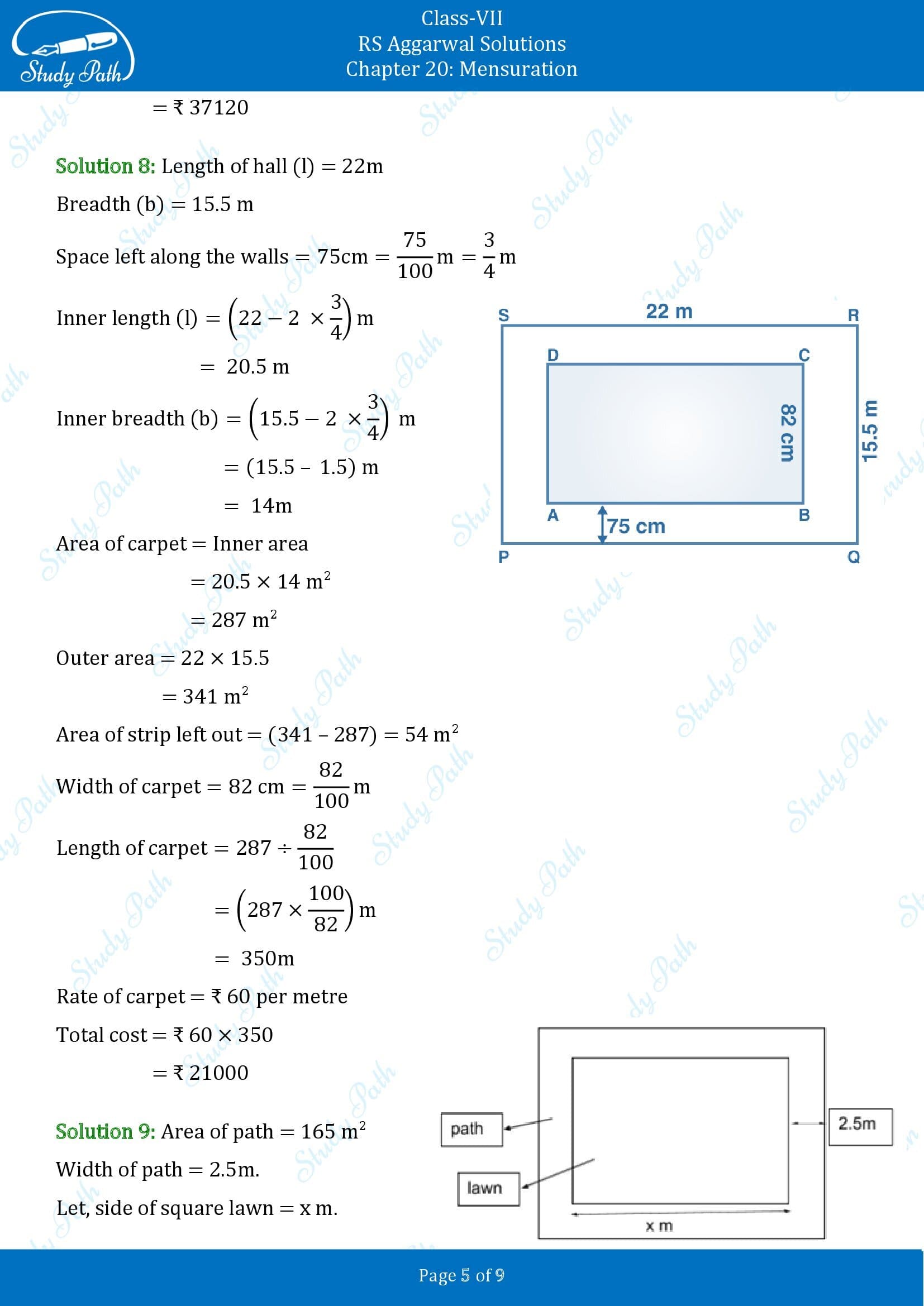 RS Aggarwal Solutions Class 7 Chapter 20 Mensuration Exercise 20B 00005