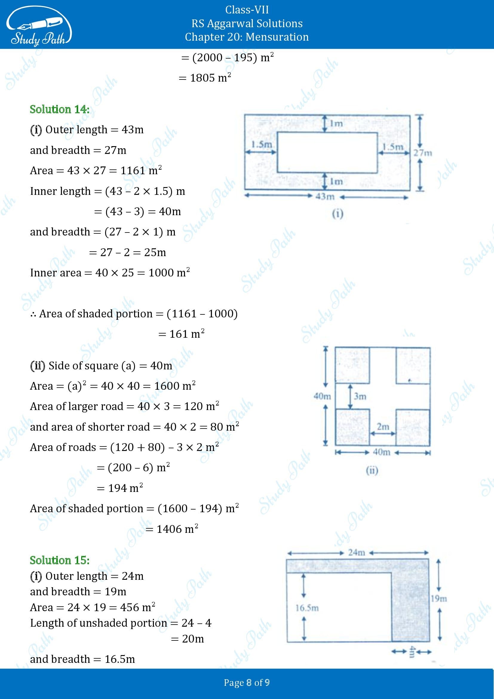 RS Aggarwal Solutions Class 7 Chapter 20 Mensuration Exercise 20B 00008