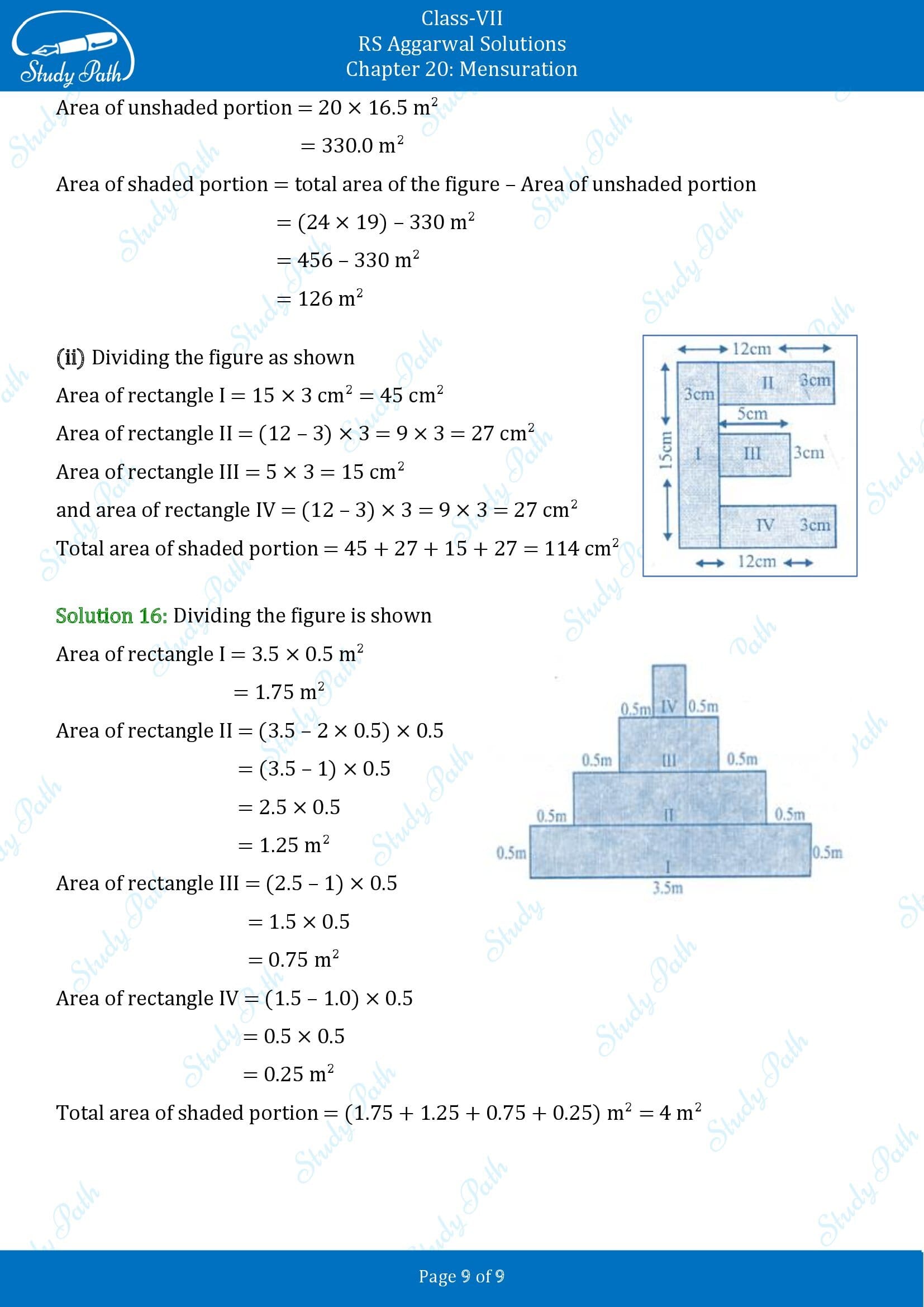 RS Aggarwal Solutions Class 7 Chapter 20 Mensuration Exercise 20B 00009