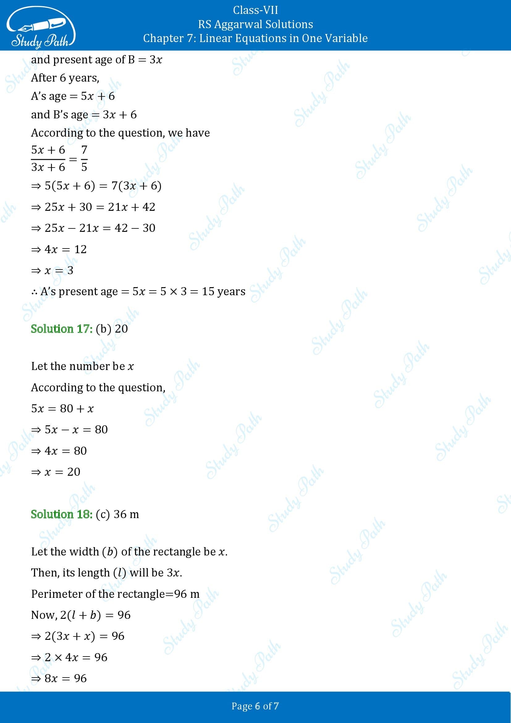 RS Aggarwal Solutions Class 7 Chapter 7 Linear Equations in One Variable Exercise 7C MCQs 00006