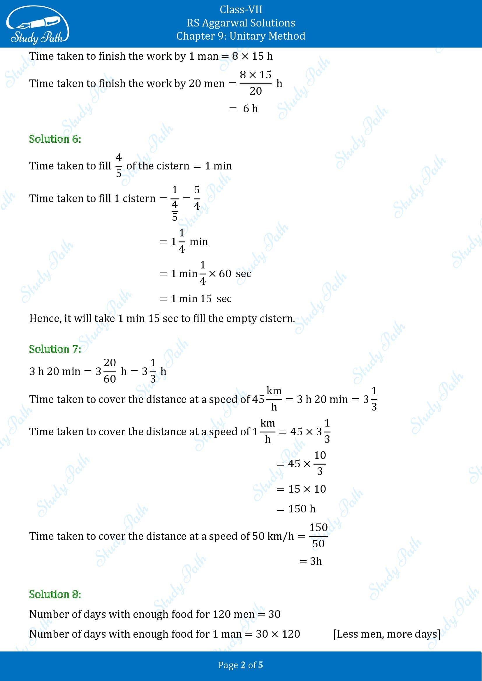 RS Aggarwal Solutions Class 7 Chapter 9 Unitary Method Test Paper 00002