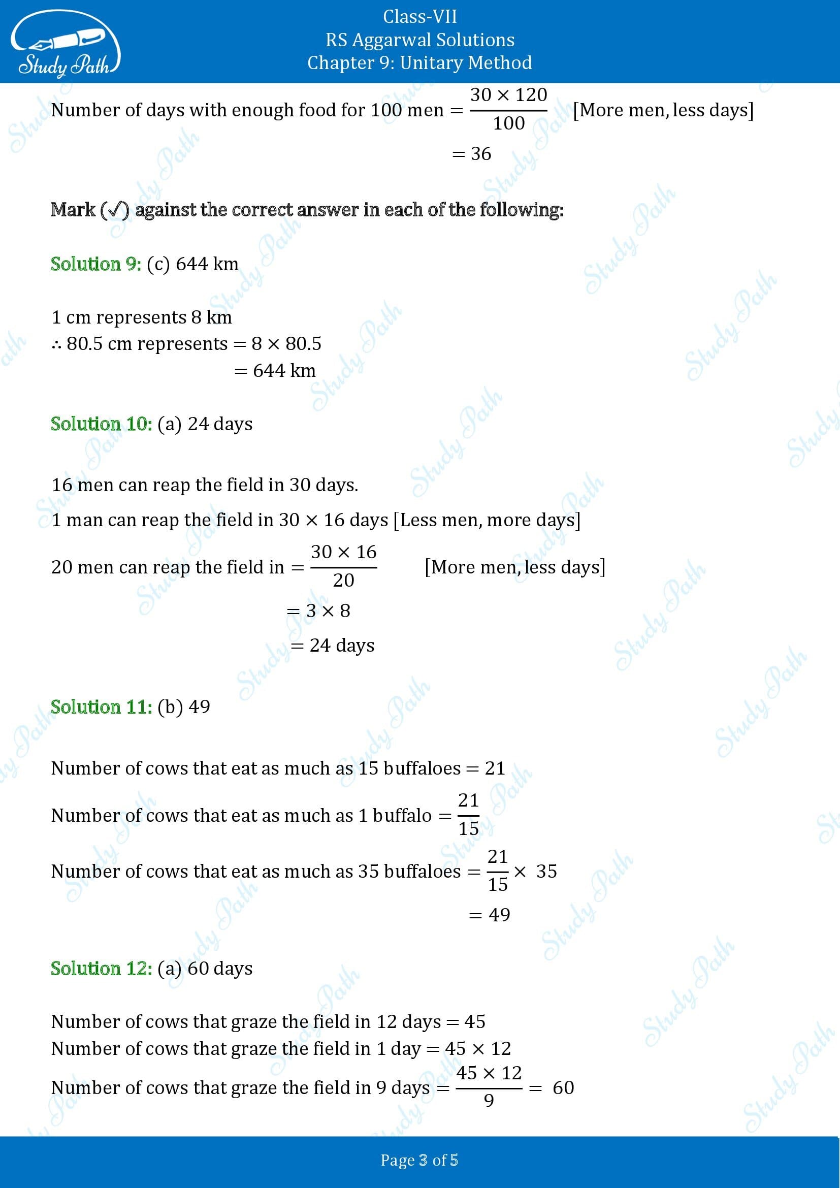 RS Aggarwal Solutions Class 7 Chapter 9 Unitary Method Test Paper 00003