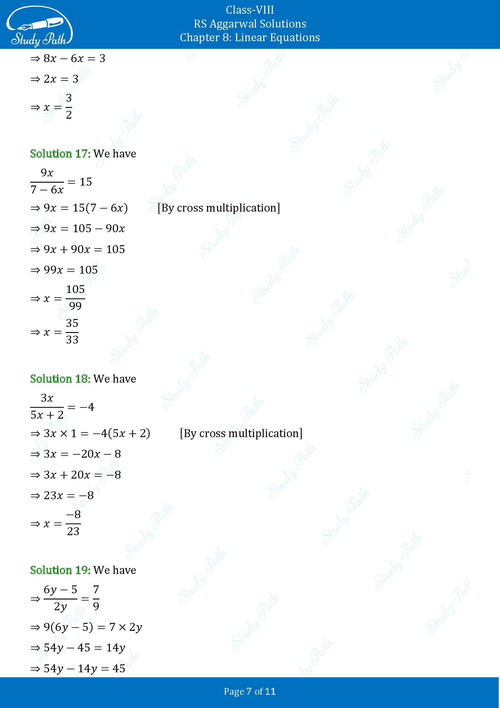 RS Aggarwal Solutions Class 8 Chapter 8 Linear Equations Exercise 8A 00007