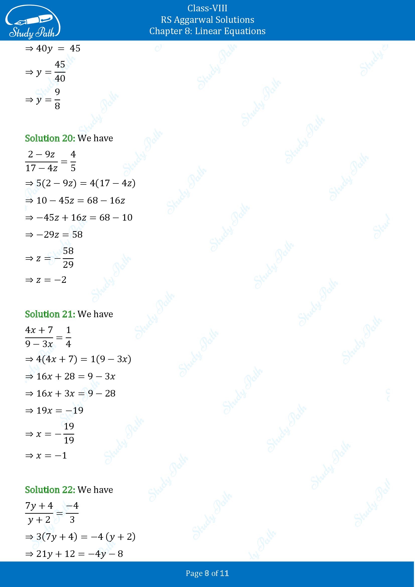 RS Aggarwal Solutions Class 8 Chapter 8 Linear Equations Exercise 8A 00008