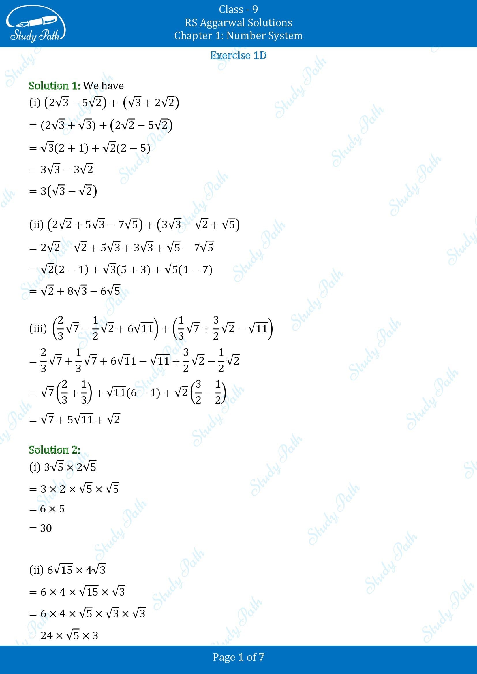 RS Aggarwal Solutions Class 9 Chapter 1 Number System Exercise 1D 00001