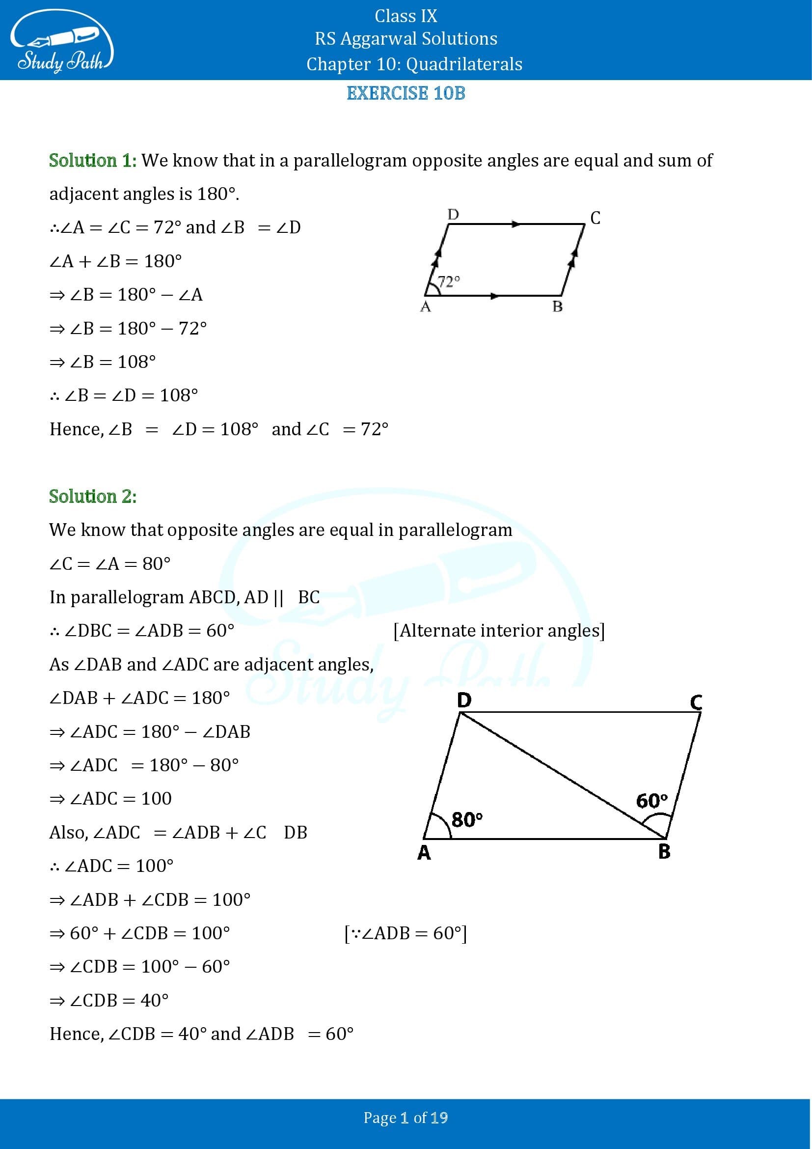 RS Aggarwal Solutions Class 9 Chapter 10 Quadrilaterals Exercise 10B 00001