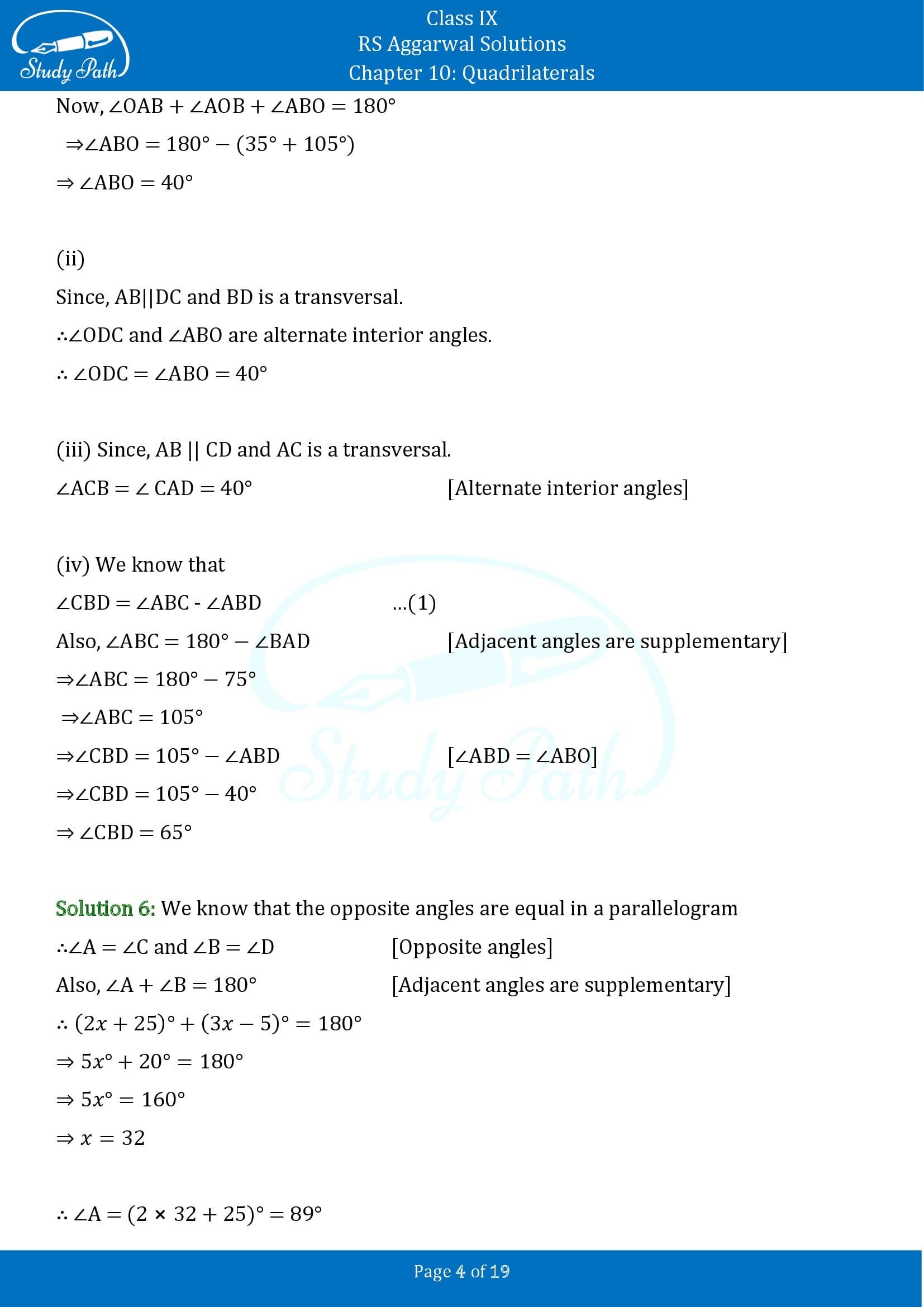 RS Aggarwal Solutions Class 9 Chapter 10 Quadrilaterals Exercise 10B 00004