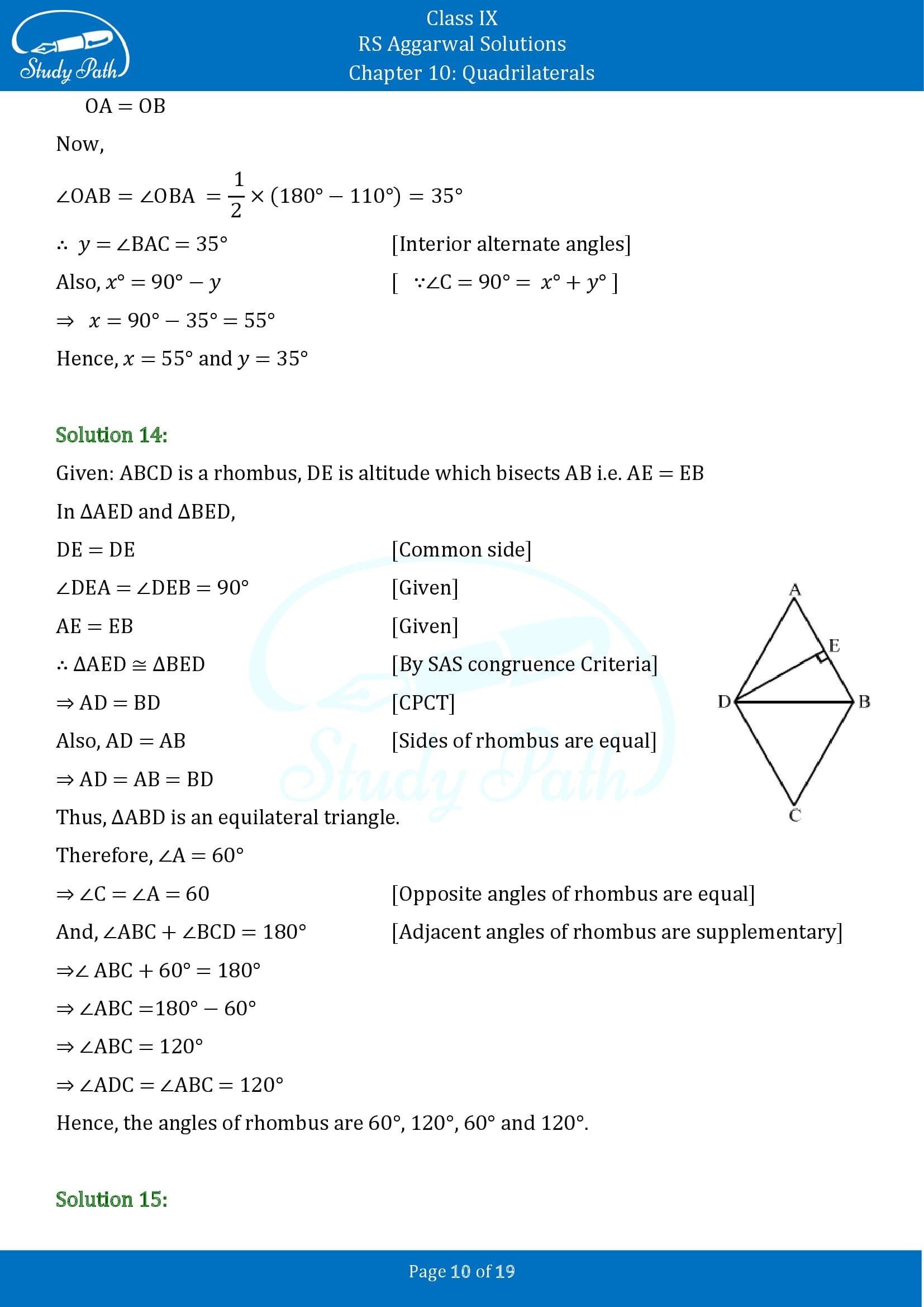 RS Aggarwal Solutions Class 9 Chapter 10 Quadrilaterals Exercise 10B 00010