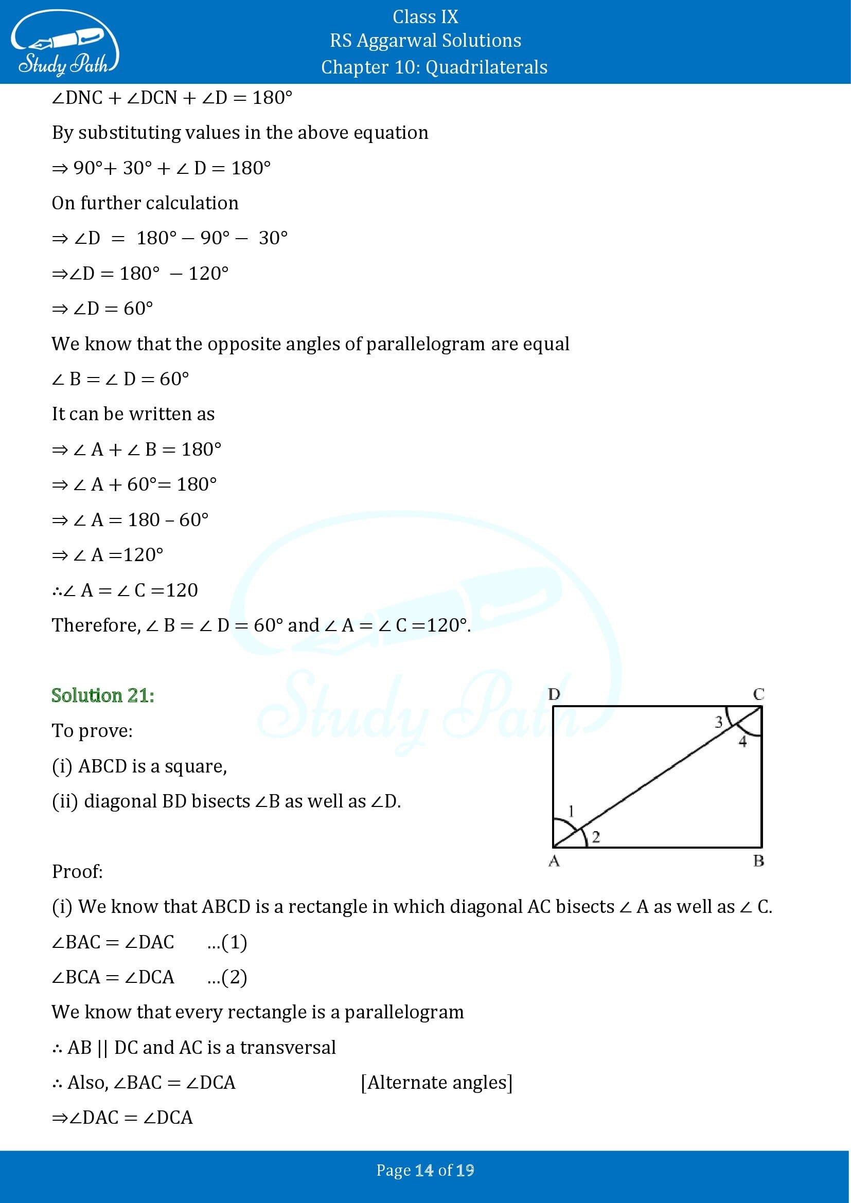 RS Aggarwal Solutions Class 9 Chapter 10 Quadrilaterals Exercise 10B 00014