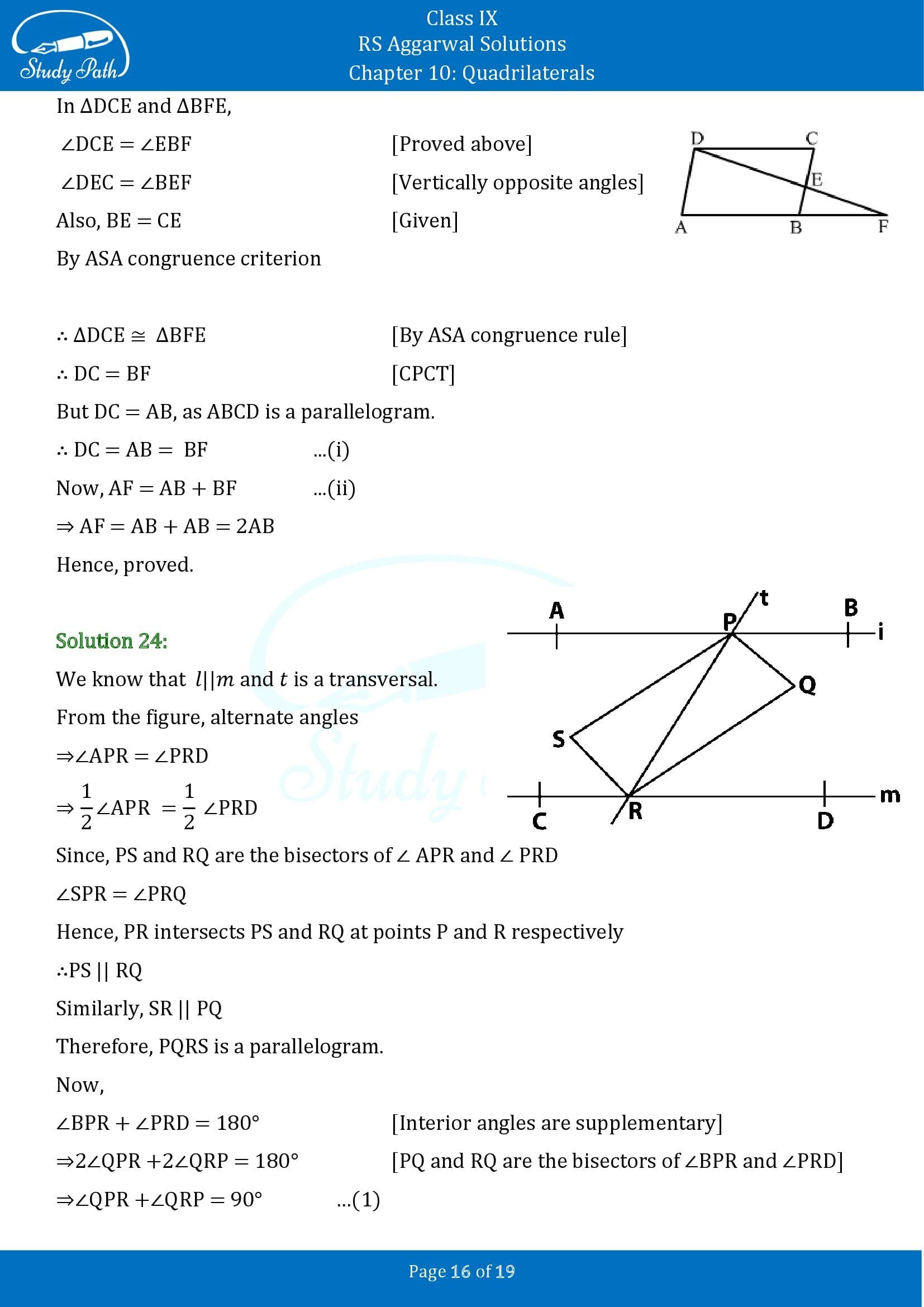 RS Aggarwal Solutions Class 9 Chapter 10 Quadrilaterals Exercise 10B 00016