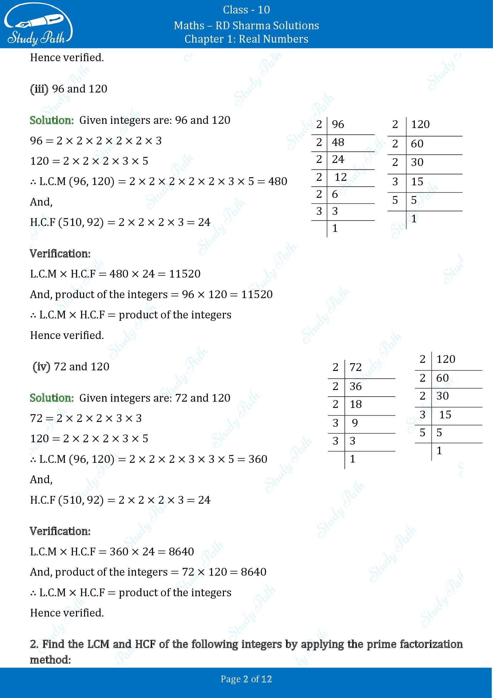 RD Sharma Solutions Class 10 Chapter 1 Real Numbers Exercise 1.2 00002