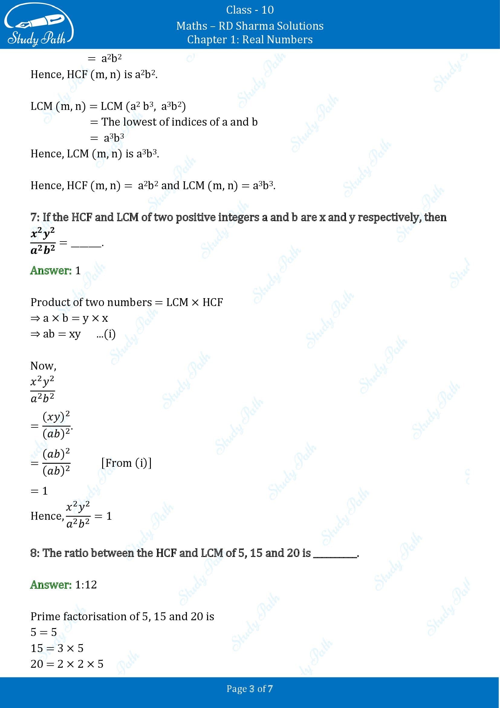 RD Sharma Solutions Class 10 Chapter 1 Real Numbers Fill in the Blank Type Questions FBQs 00003