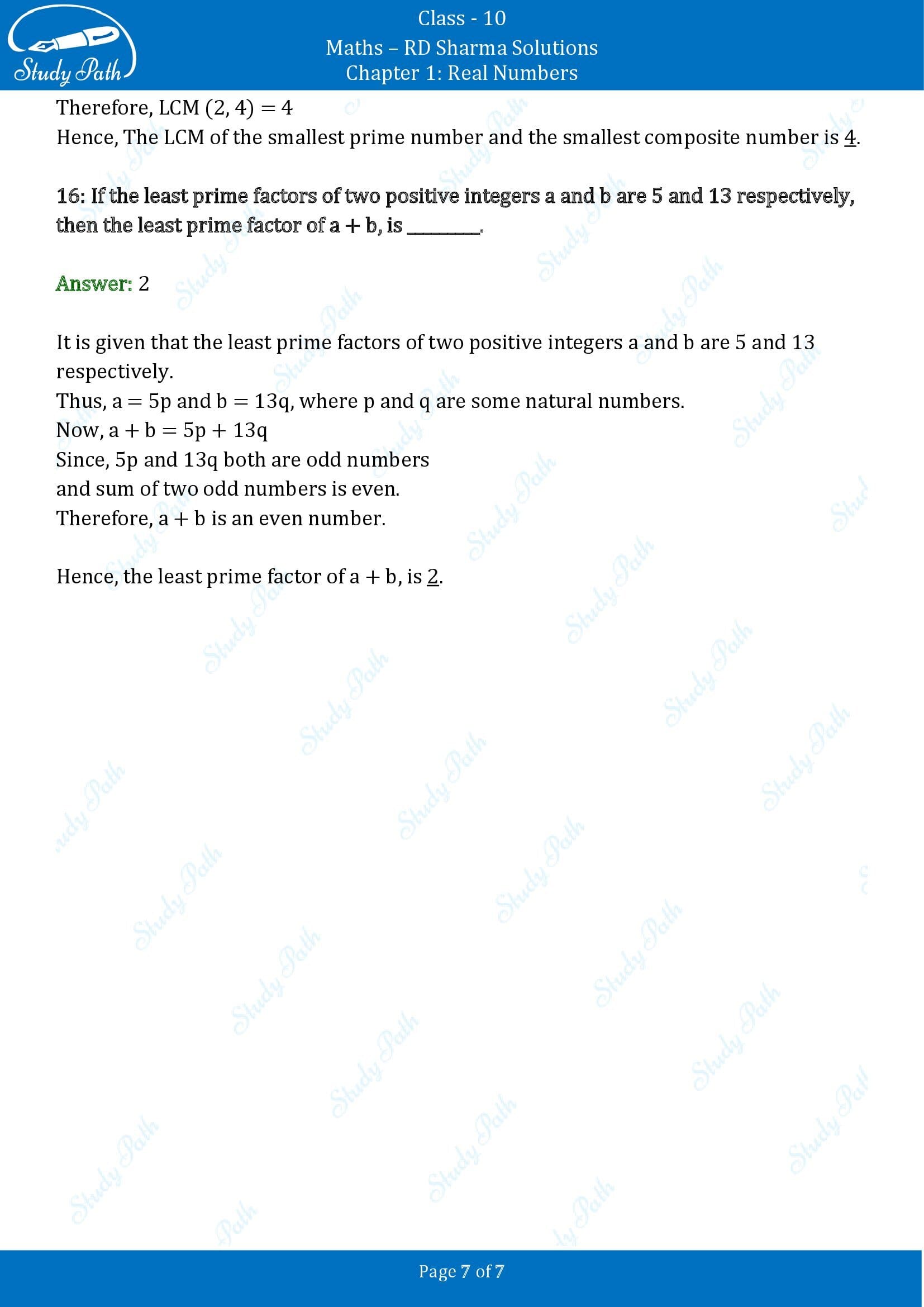 RD Sharma Solutions Class 10 Chapter 1 Real Numbers Fill in the Blank Type Questions FBQs 00007