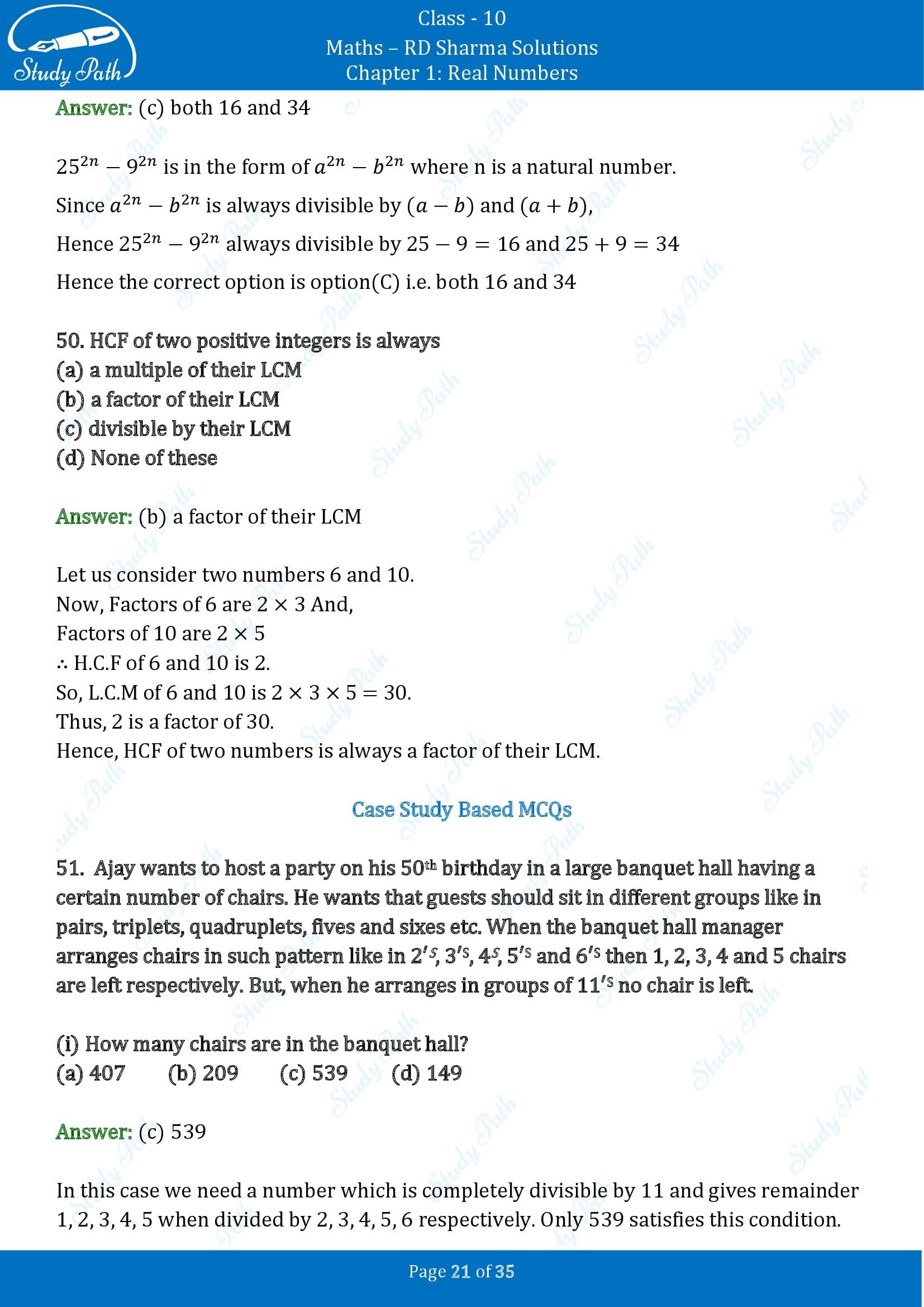 RD Sharma Solutions Class 10 Chapter 1 Real Numbers Multiple Choice Questions MCQs 00021