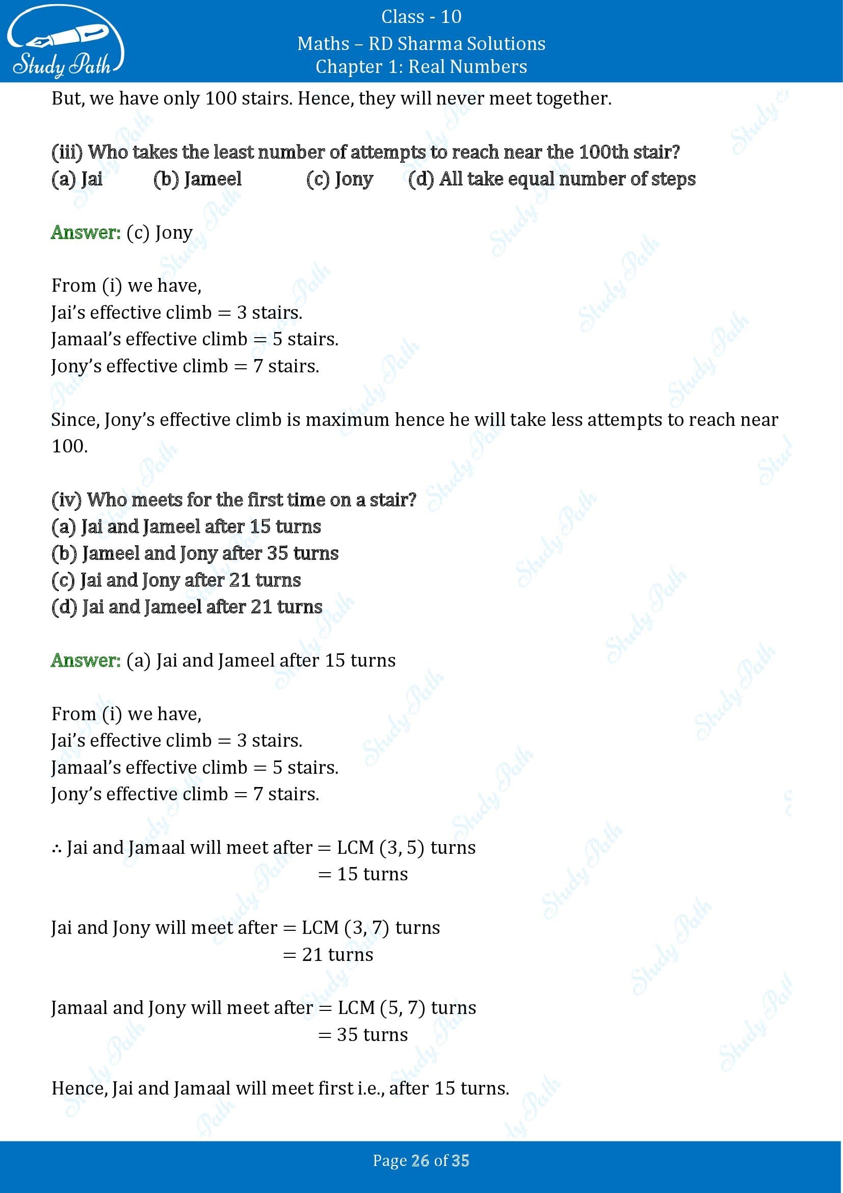 RD Sharma Solutions Class 10 Chapter 1 Real Numbers Multiple Choice Questions MCQs 00026