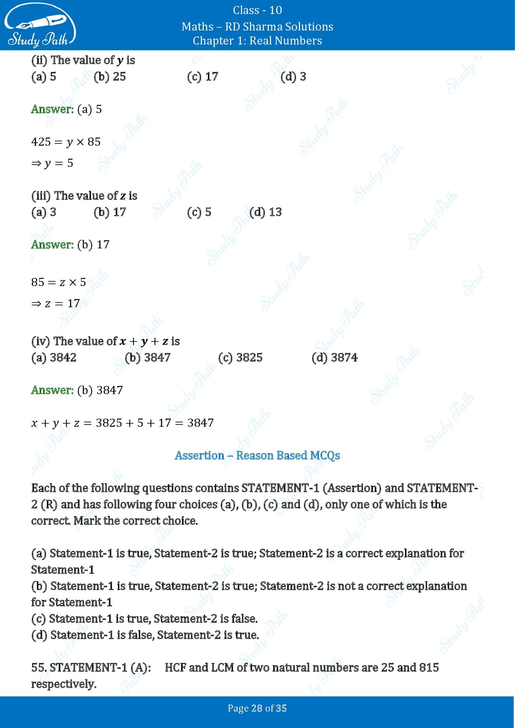 RD Sharma Solutions Class 10 Chapter 1 Real Numbers Multiple Choice Questions MCQs 00028