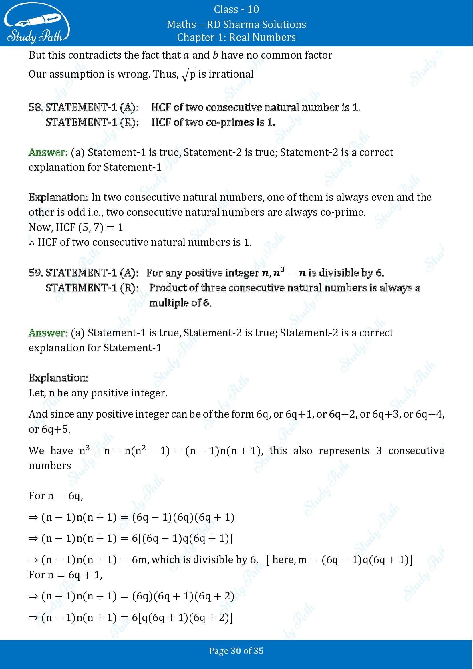 RD Sharma Solutions Class 10 Chapter 1 Real Numbers Multiple Choice Questions MCQs 00030