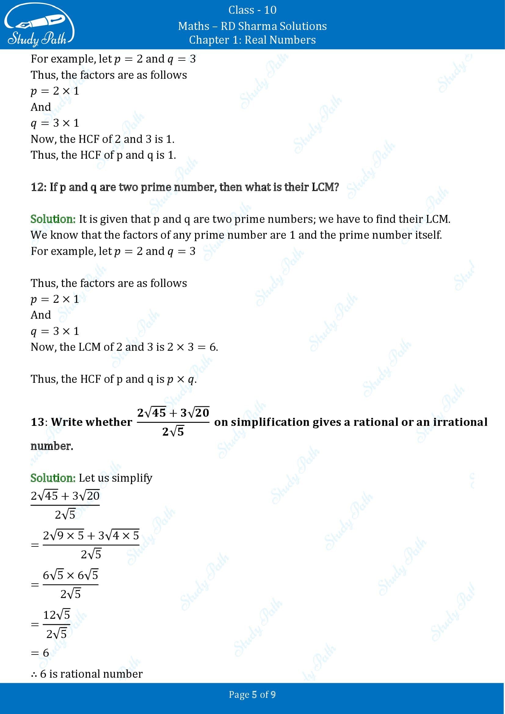 RD Sharma Solutions Class 10 Chapter 1 Real Numbers Very Short Answer Type Questions VSAQs 00005