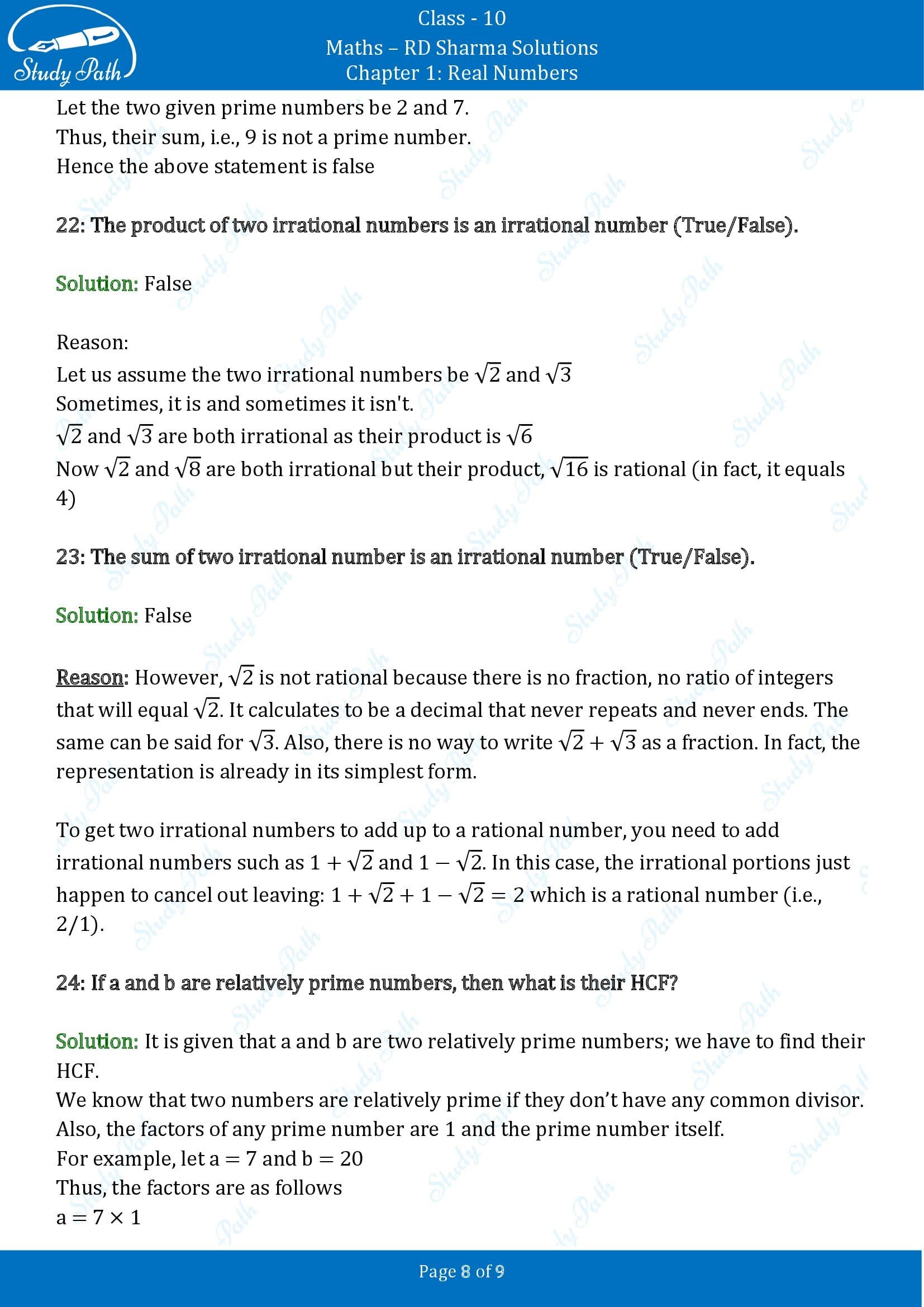 RD Sharma Solutions Class 10 Chapter 1 Real Numbers Very Short Answer Type Questions VSAQs 00008