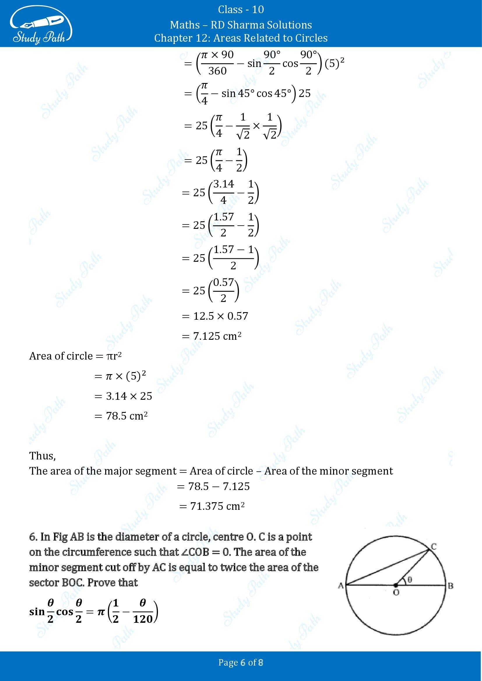 RD Sharma Solutions Class 10 Chapter 12 Areas Related to Circles Exercise 12.3 00006