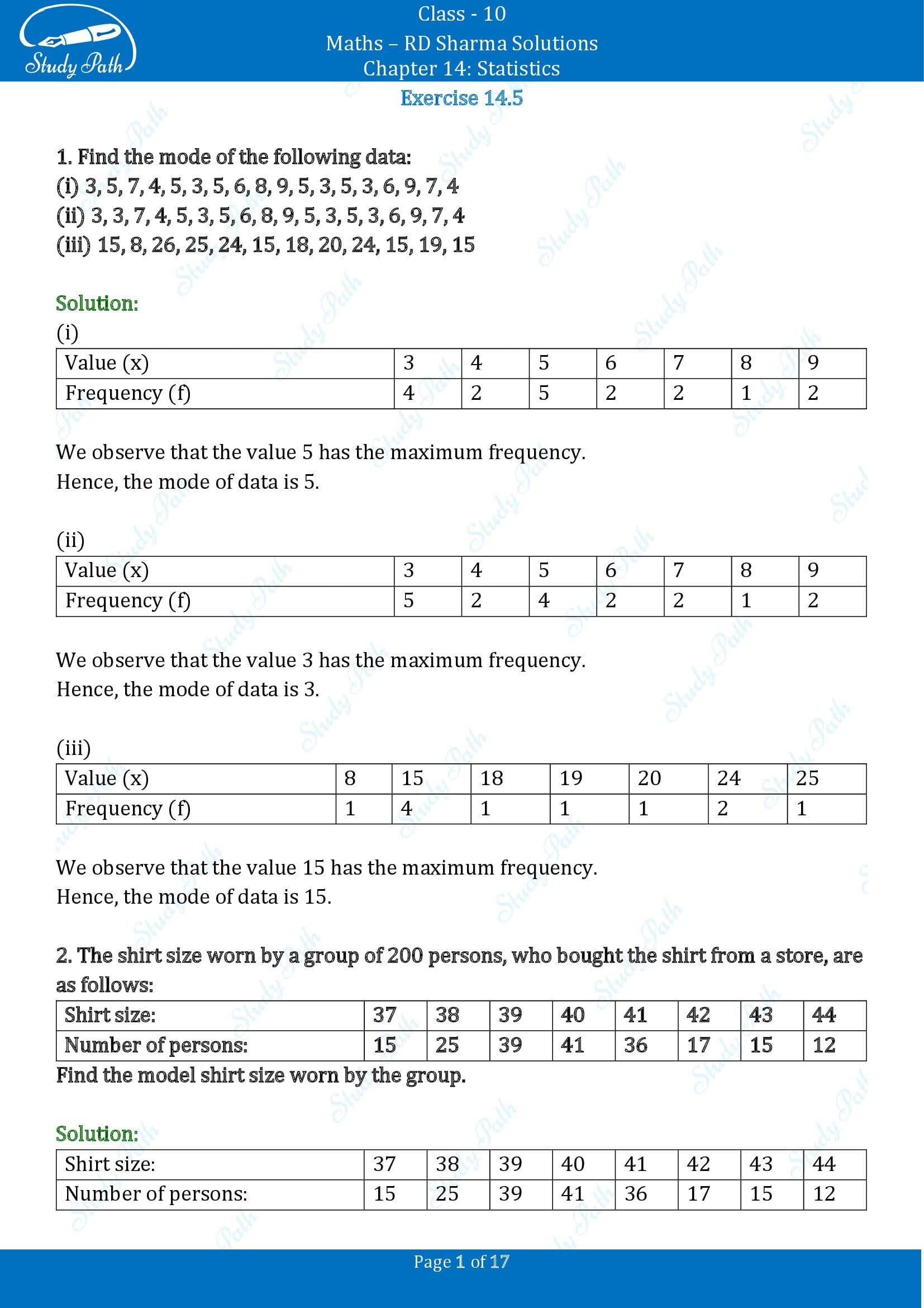 RD Sharma Solutions Class 10 Chapter 14 Statistics Exercise 14.5 00001